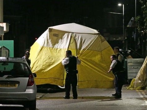 &#13;
Police at the scene of the Seven Kings mosque shooting &#13;