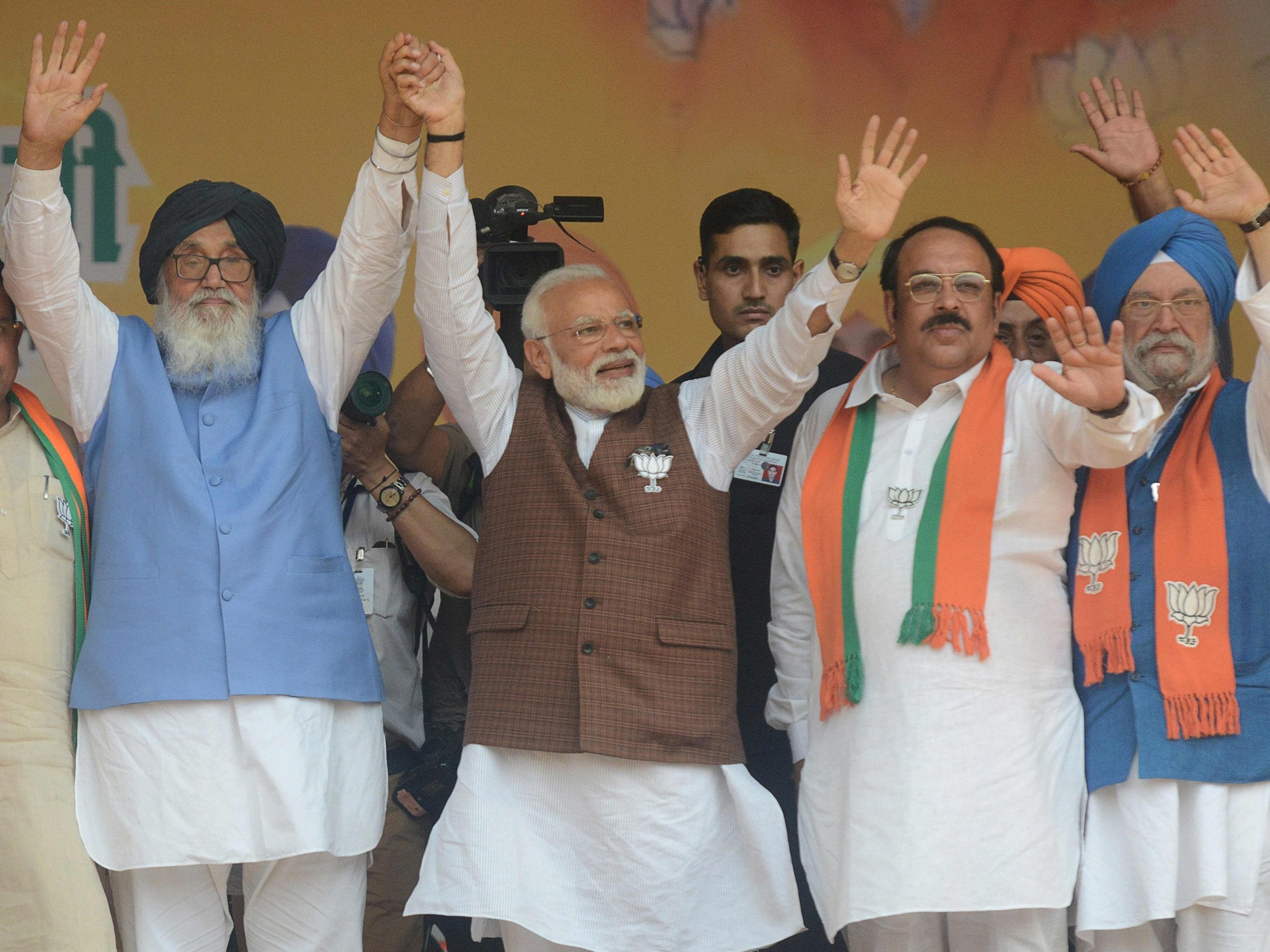 India’s Narendra Modi attends a rally in Hoshiarpur, Punjab on 10 May