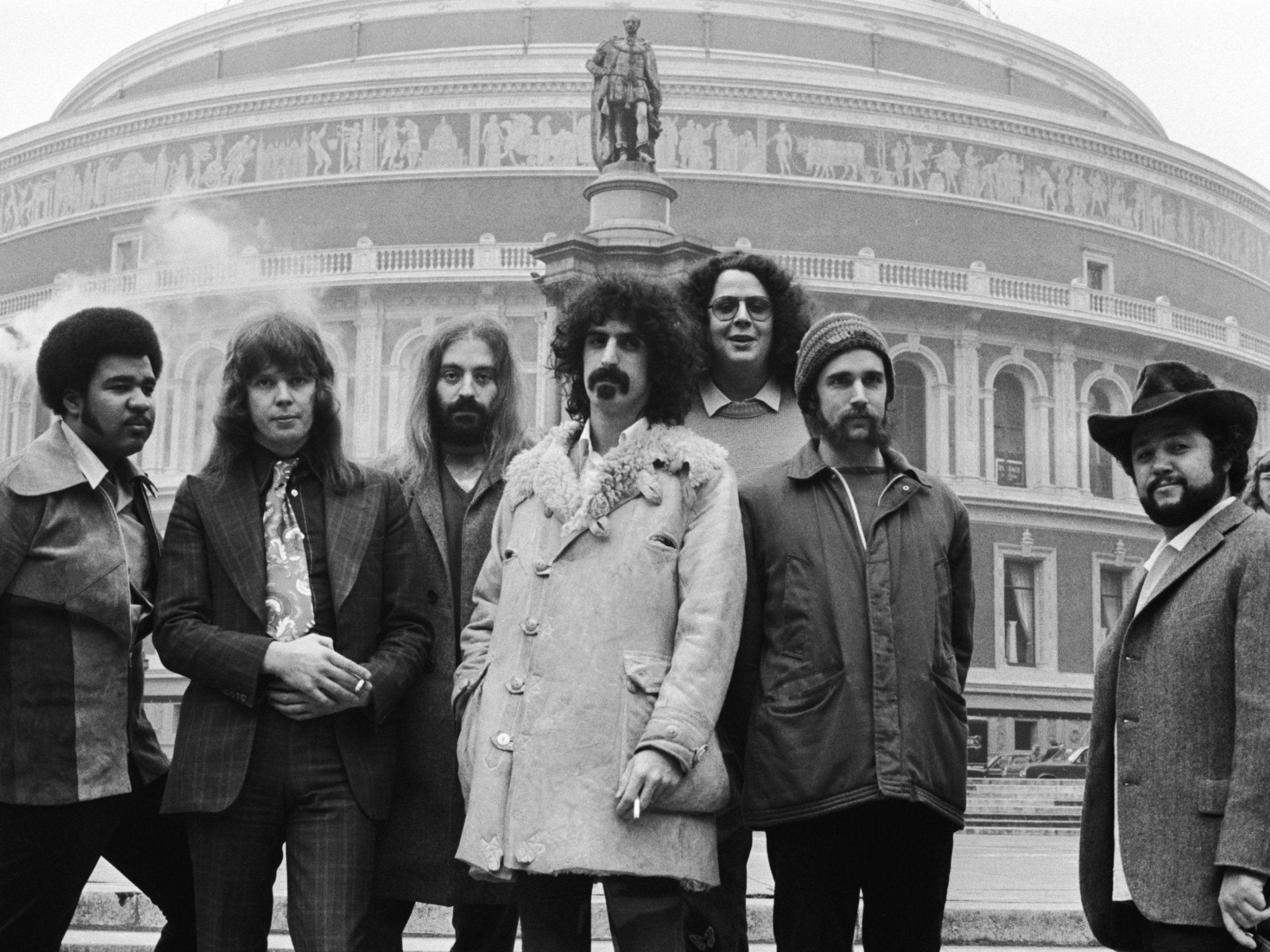 Zappa and the Mothers of Invention outside the Royal Albert Hall in 1971