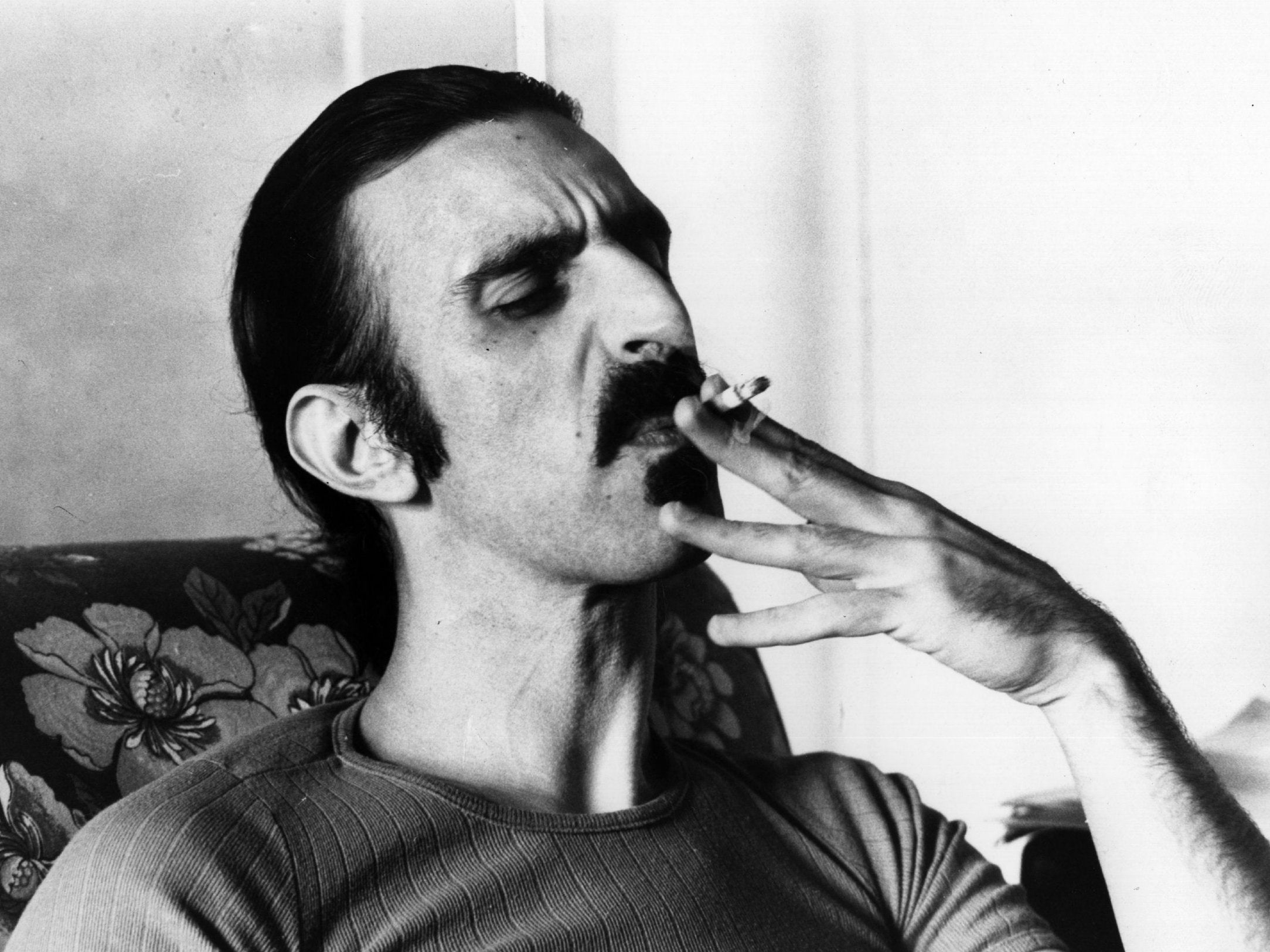 The musician in 1977: although vehemently anti-drugs, Zappa considered cigarettes to be food