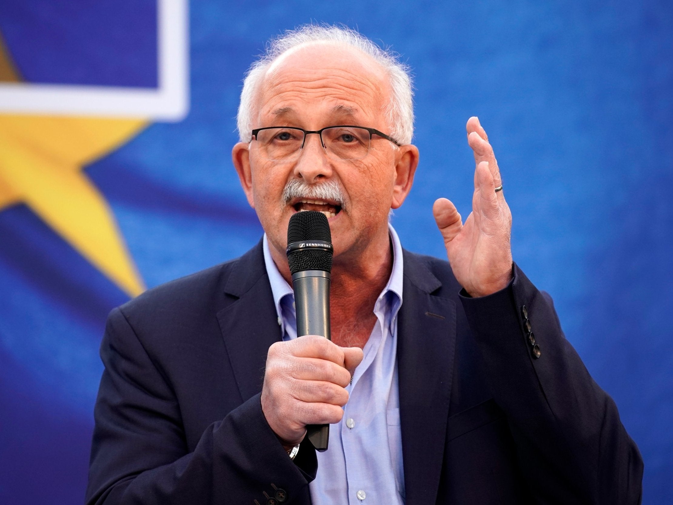 Socialist group leader Udo Bullmann campaigns in Saarbruecken, Germany