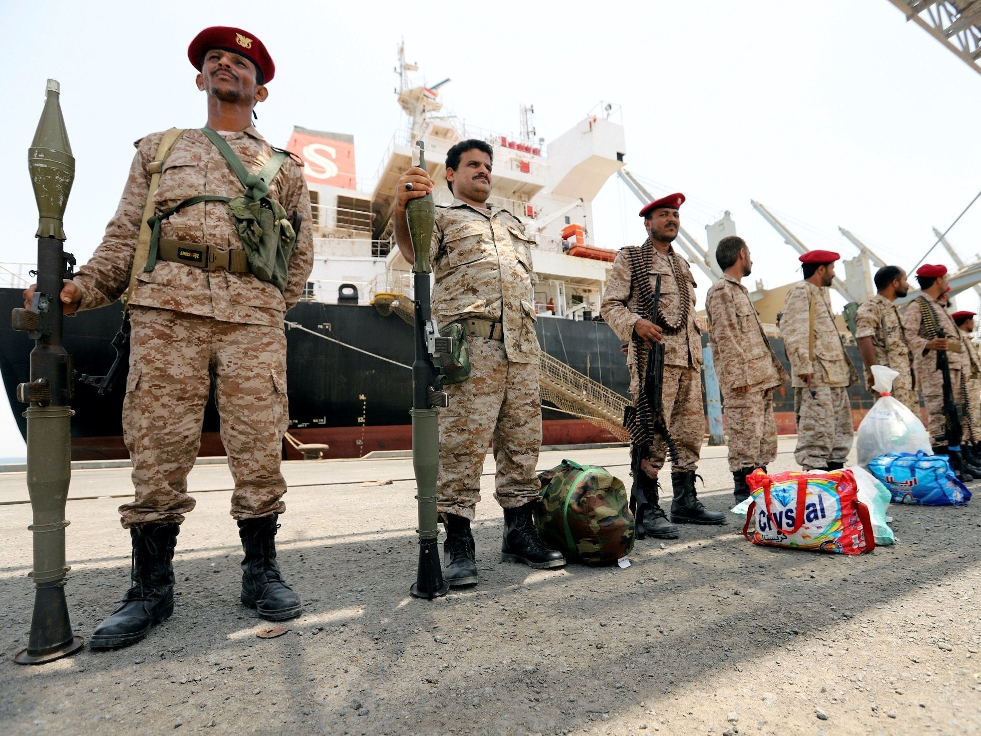 Houthi movement forces during withdrawal from Saleef port