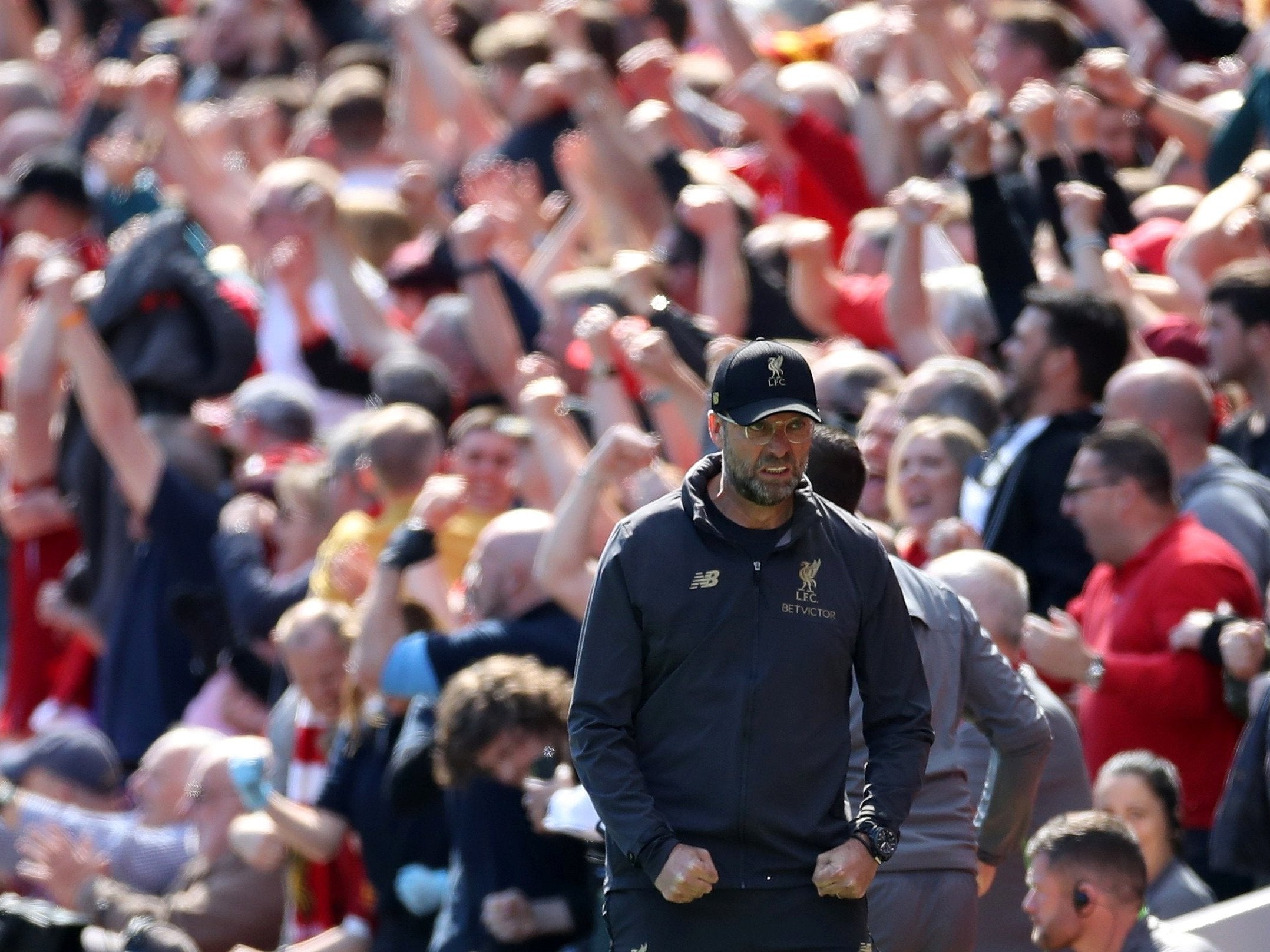 Jurgen Klopp celebrates Liverpool's lead over Wolves