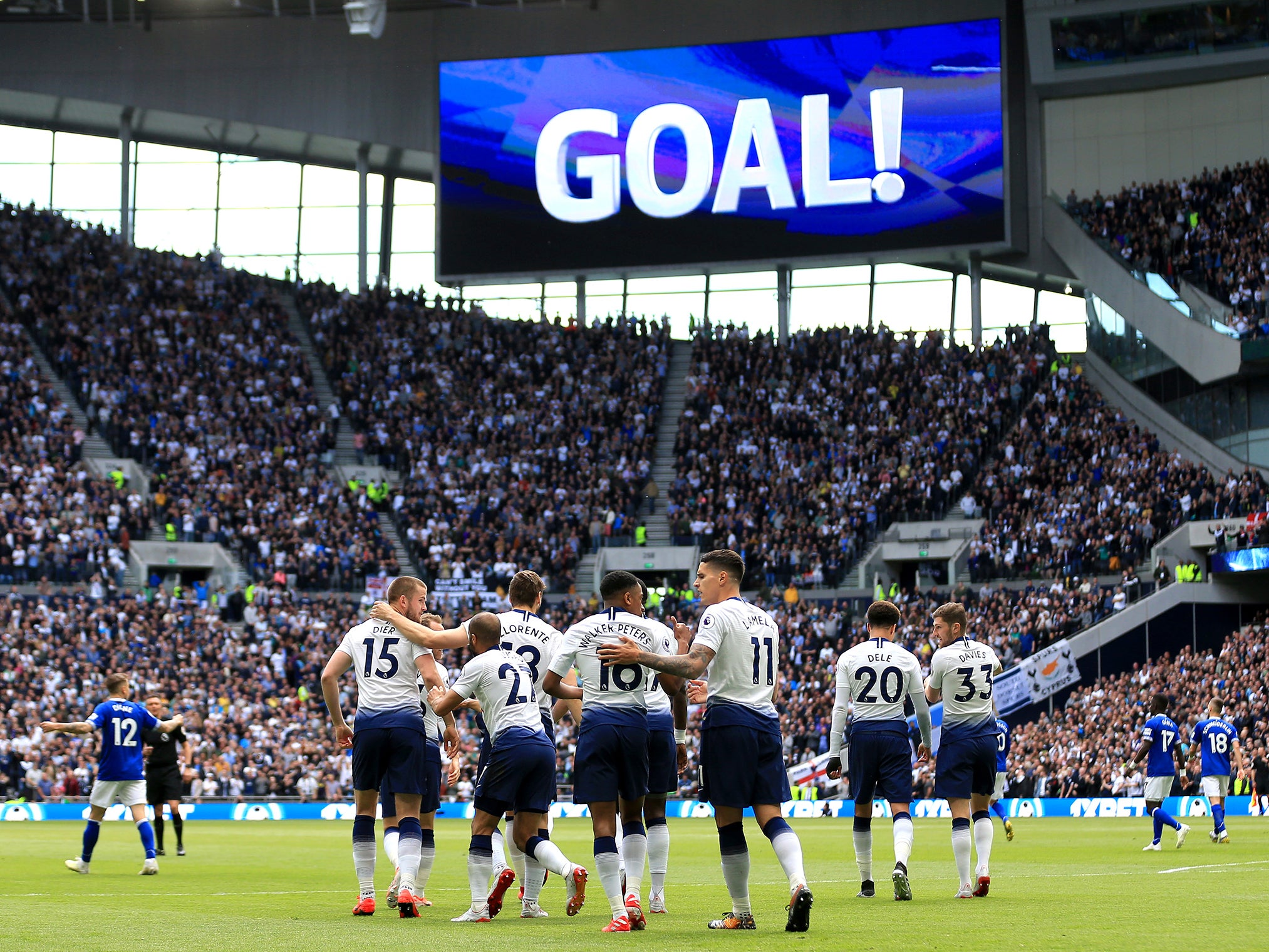 Spurs celebrate their opening goal