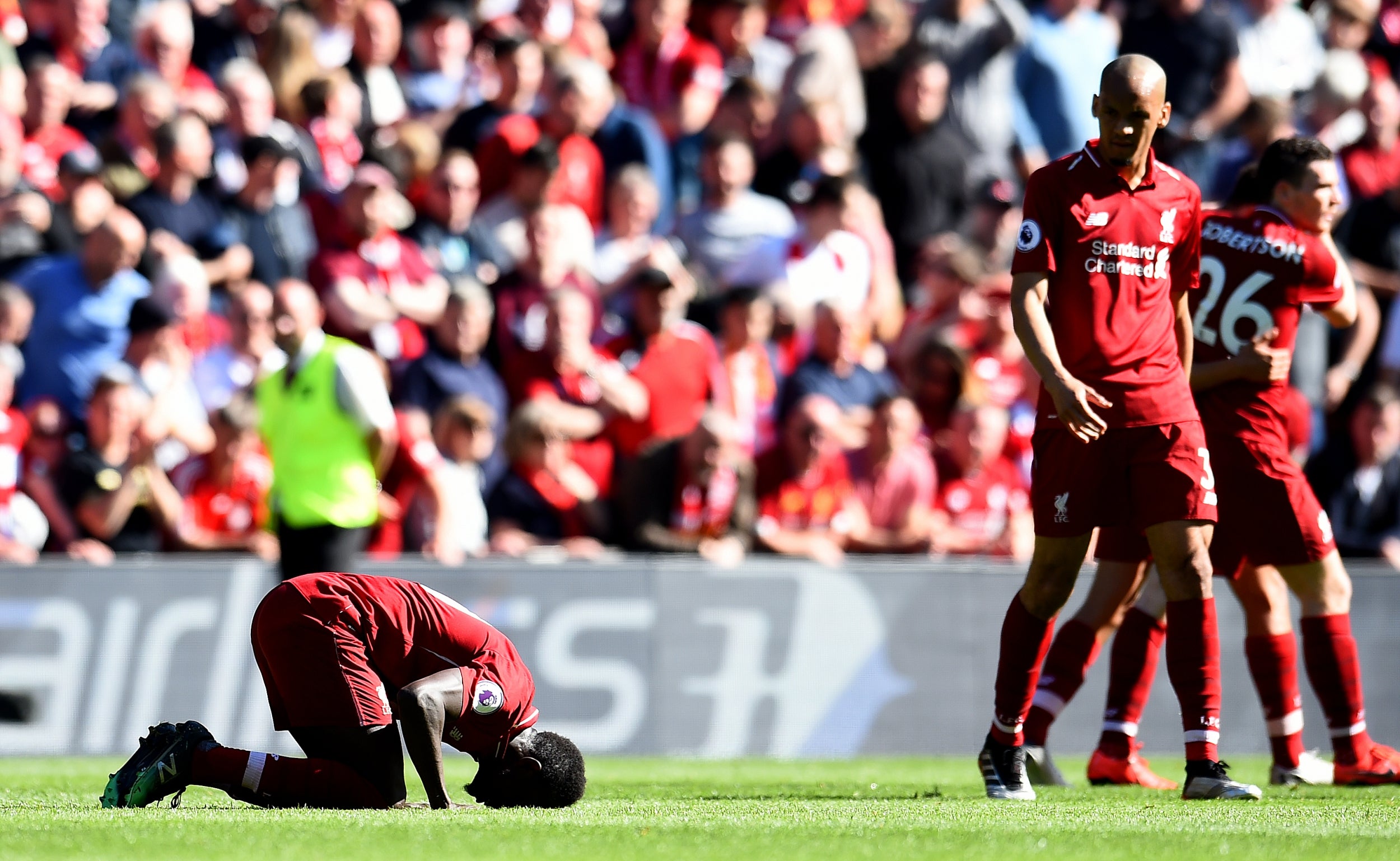 Sadio Mane celebrates his goal (Getty)