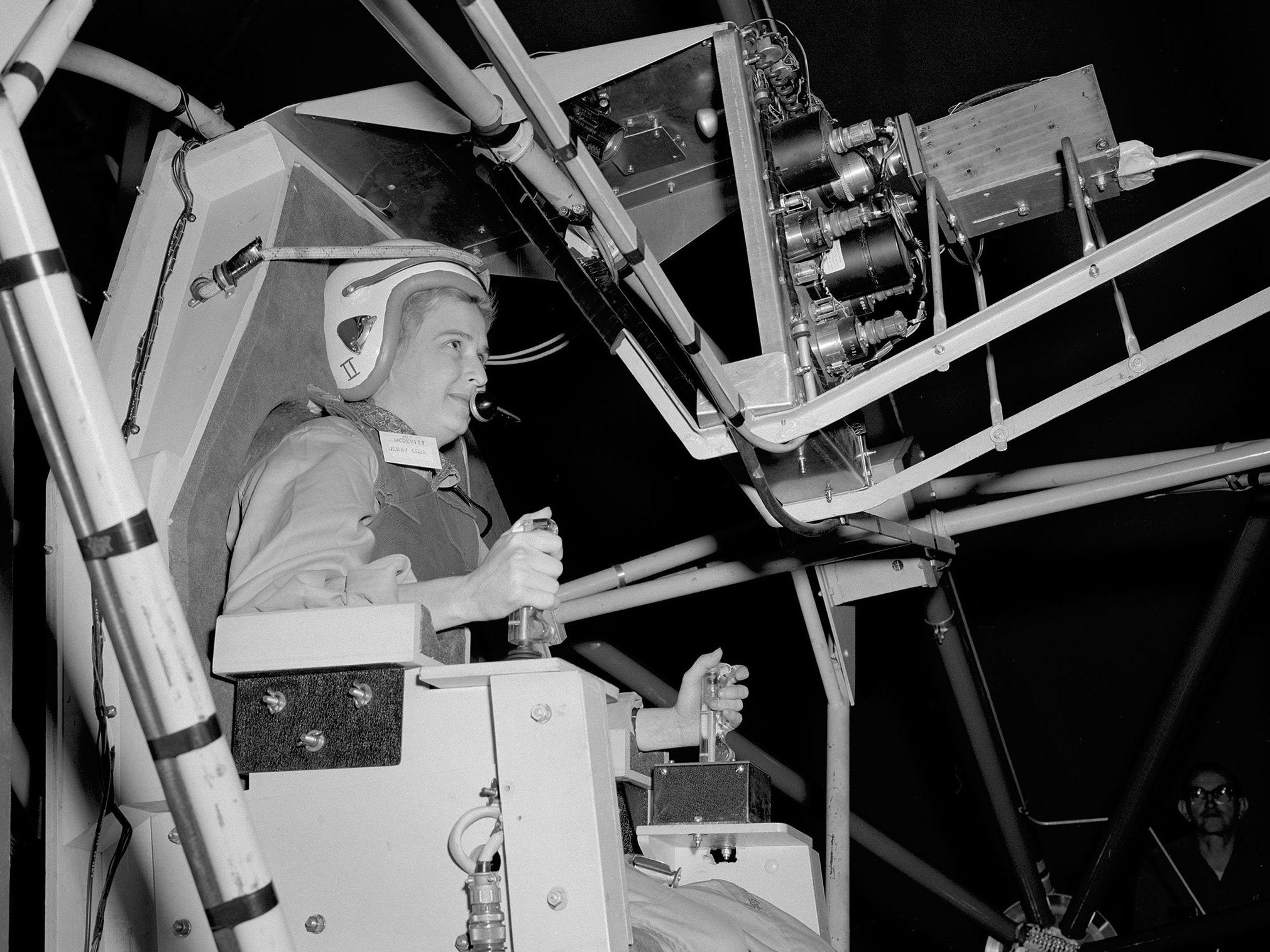 Test of endurance: Cobb in a gimbal rig in 1960