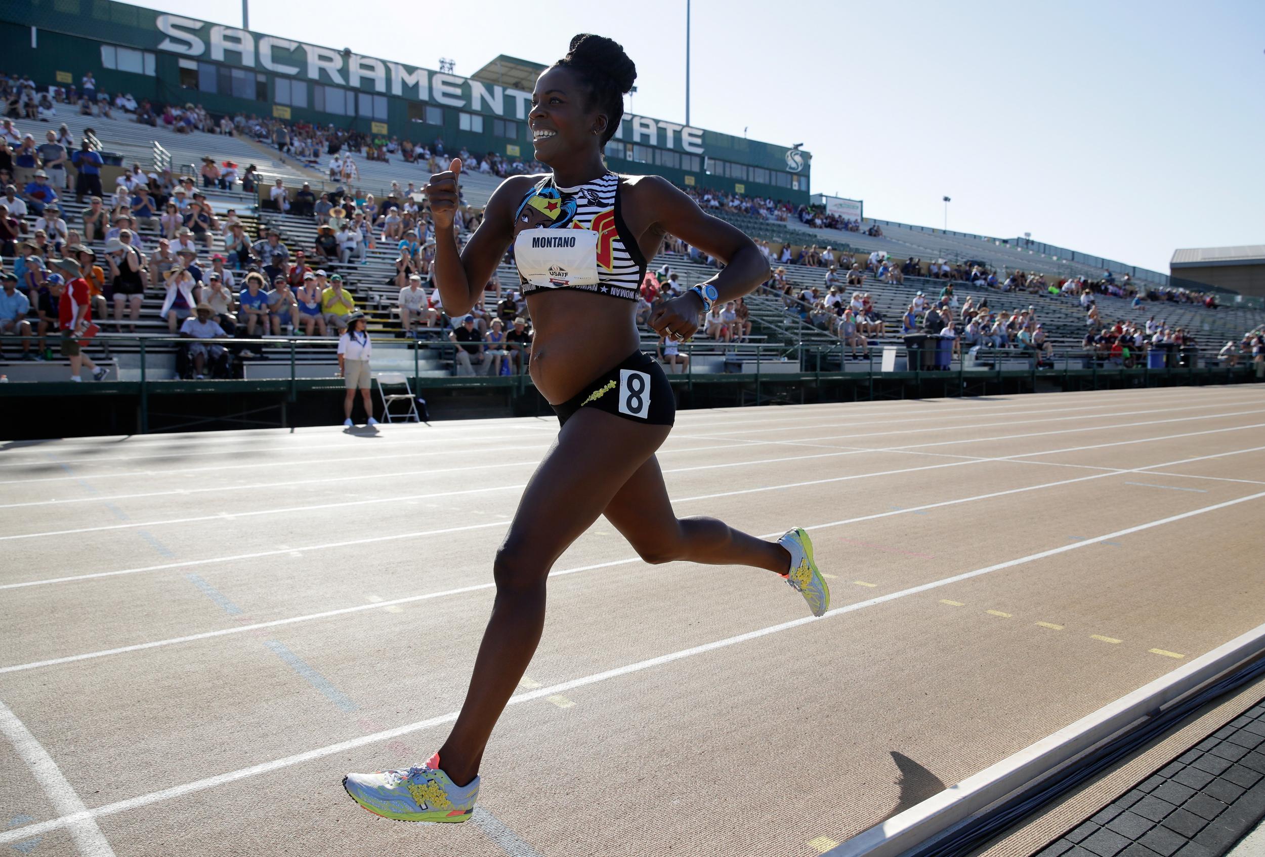 Alysia Montano runs in the Women"s 800 Meter opening round during Day 1 of the 2017 USA Track & Field Championships at Hornet Satdium on June 22, 2017 in Sacramento, California