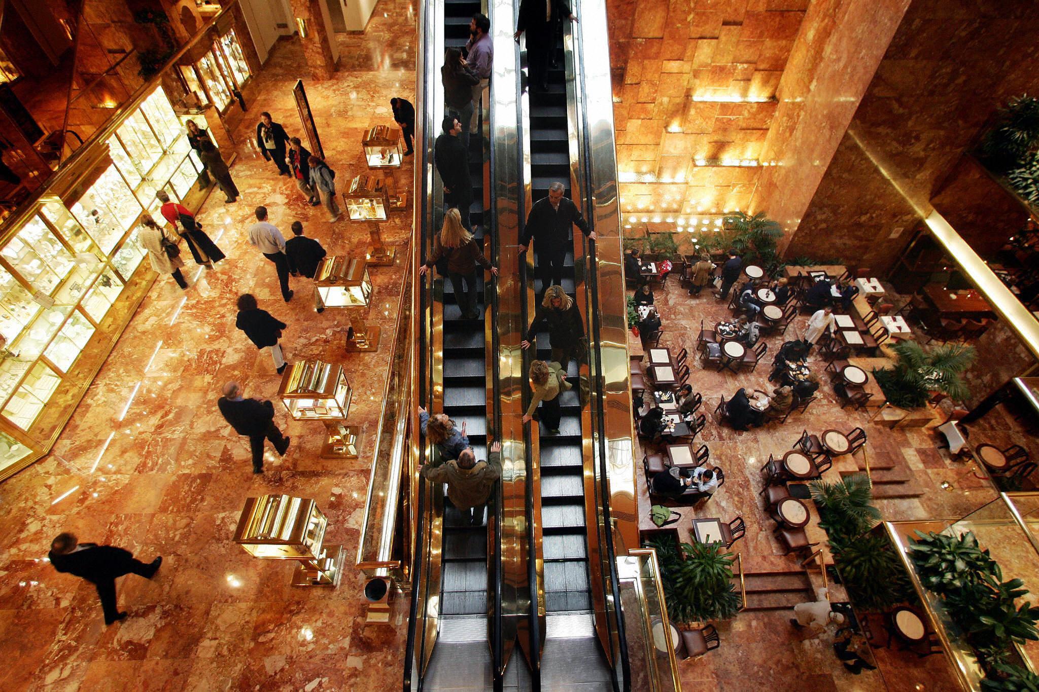 Shoppers and diners visiting Trump Tower