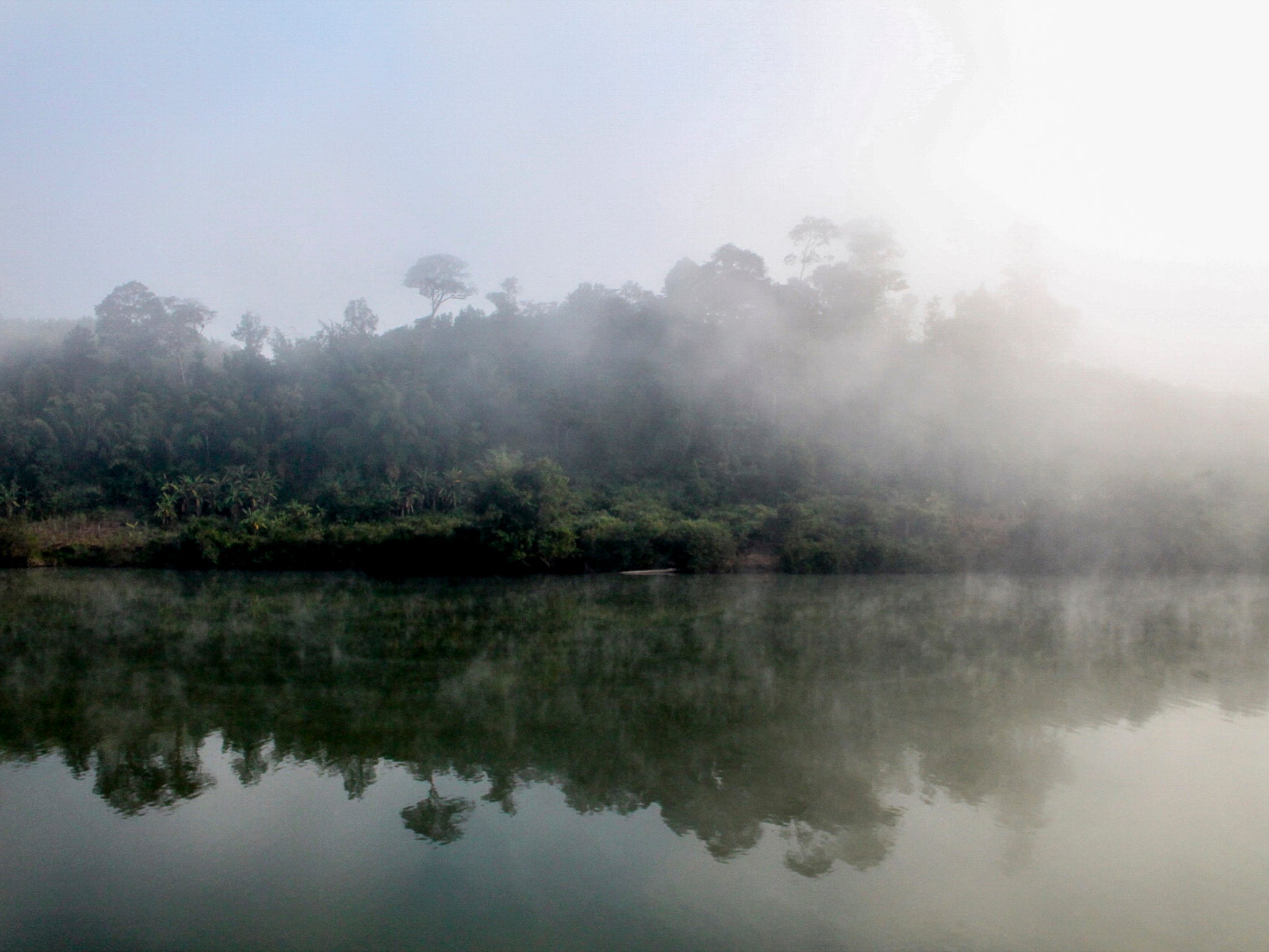 Mist rises above the Nam Kading river close to the Vietnam border. The river is near a new resort and ‘zoo’ where 35 tigers are held in cages