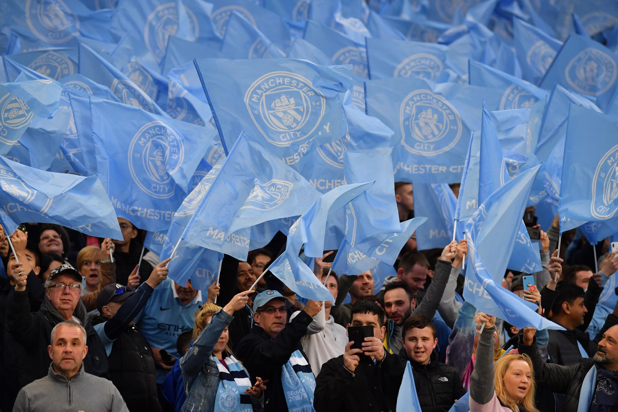 Manchester City fans at a Champions League game