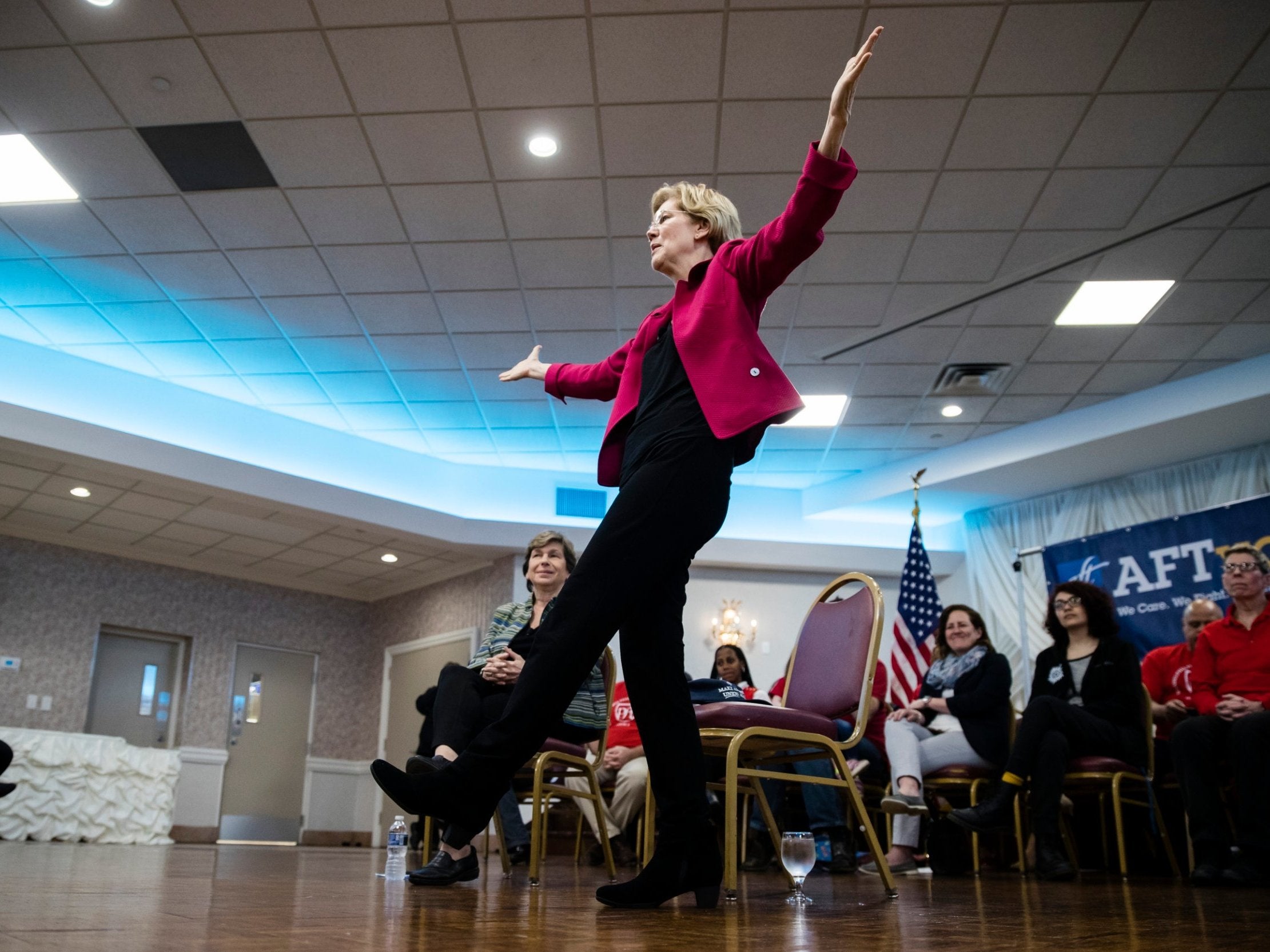 Woman with a plan: Ms Warren speaks during an American Federation of Teachers event in Philadelphia earlier this month