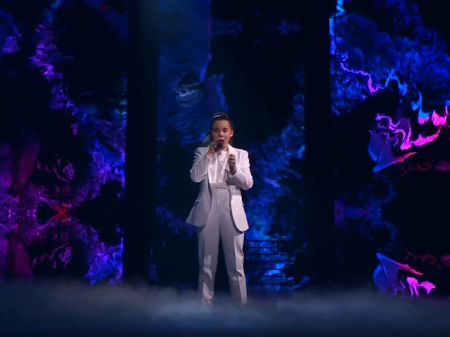 Ten-year-old Mikella Abramova performs in the final of The Voice Kids, season six