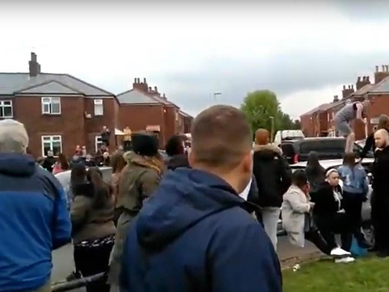 Residents at a Tommy Robinson event in Oldham