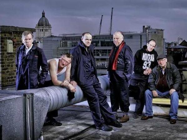 ITV's Hatton Garden cast: L-R: Timothy Spall as Terry Perkins, Geoff Bell as Carl Wood, Brian F O'Byrne as Basil, Kenneth Cranham as Brian Reader, David Hayman as Danny Jones and Alex Norton as Kenny Collins