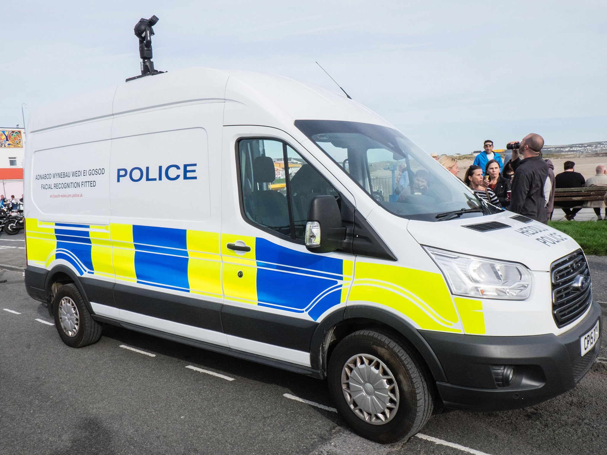 A South Wales Police van mounted with facial recognition cameras