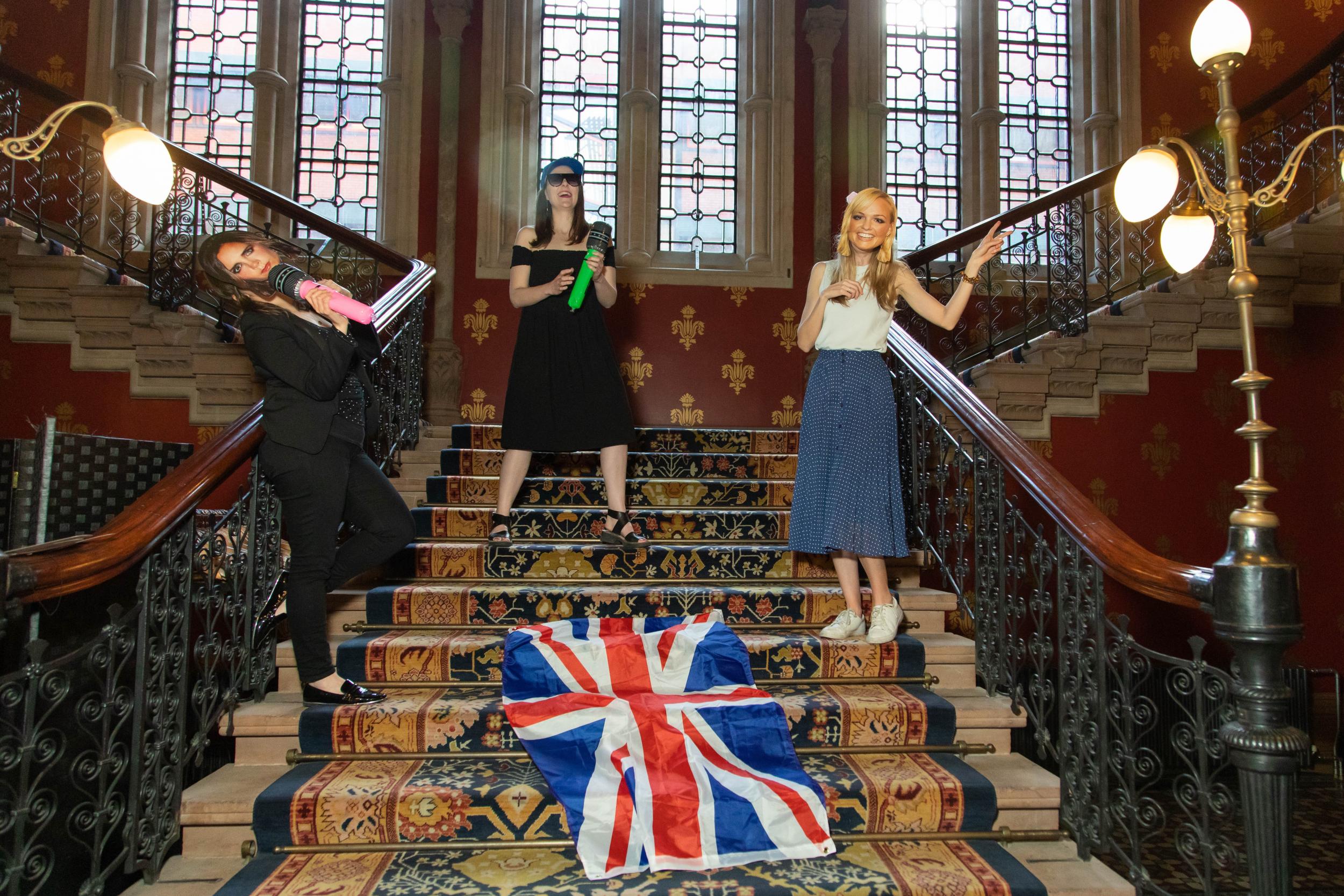 Posing on the staircase...