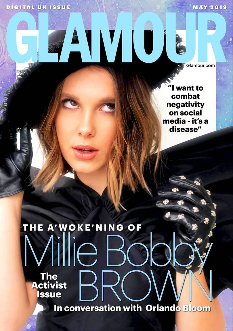 Millie Bobby Brown discusses being bullied in interview with Orlando Bloom (Glamour)