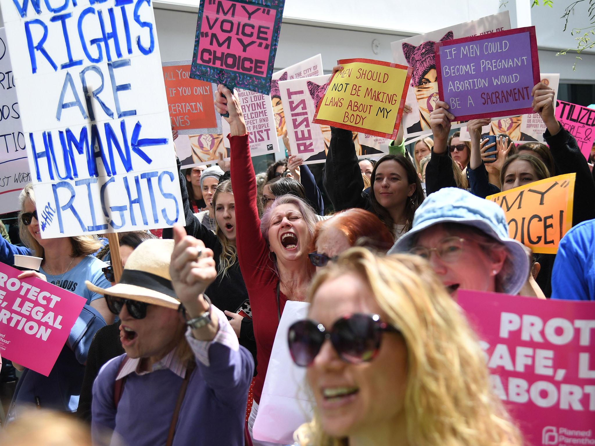 Pro-choice activists rallied to protest new restrictions in California last week