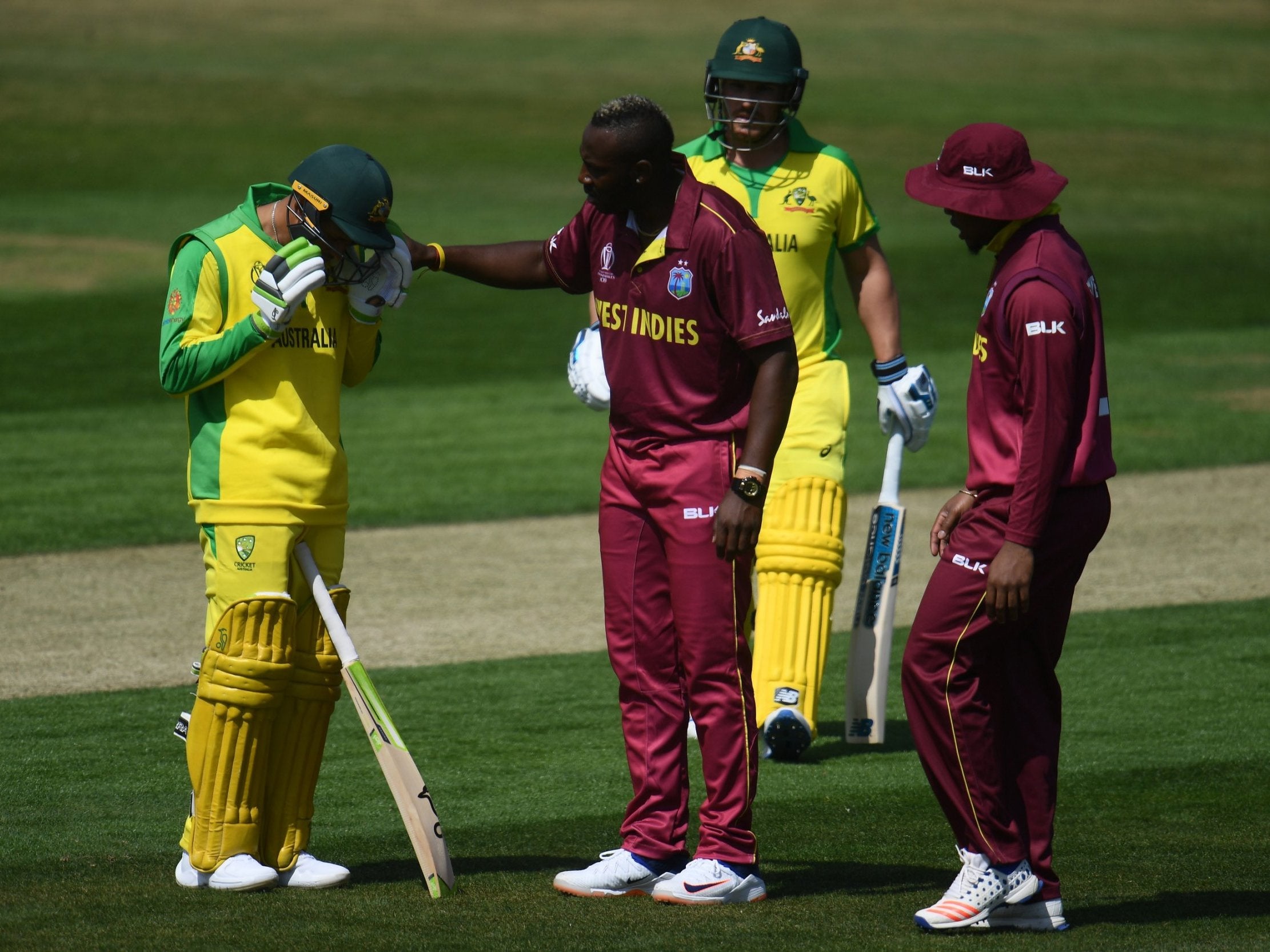 Usman Khawaja was struck by a ball from Andre Russell