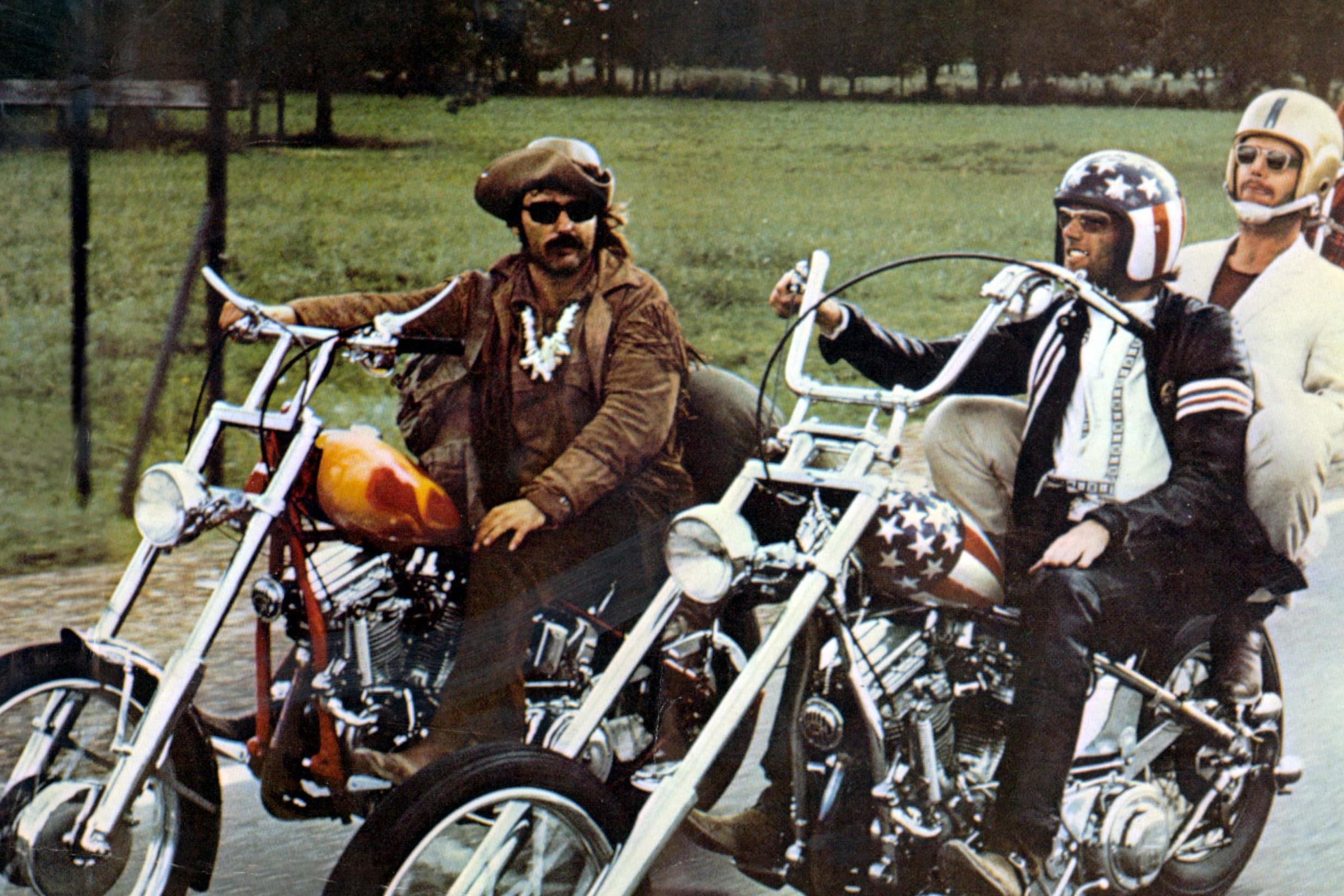 Born to be wild: (from left) Hopper, Jack Nicholson and Peter Fonda