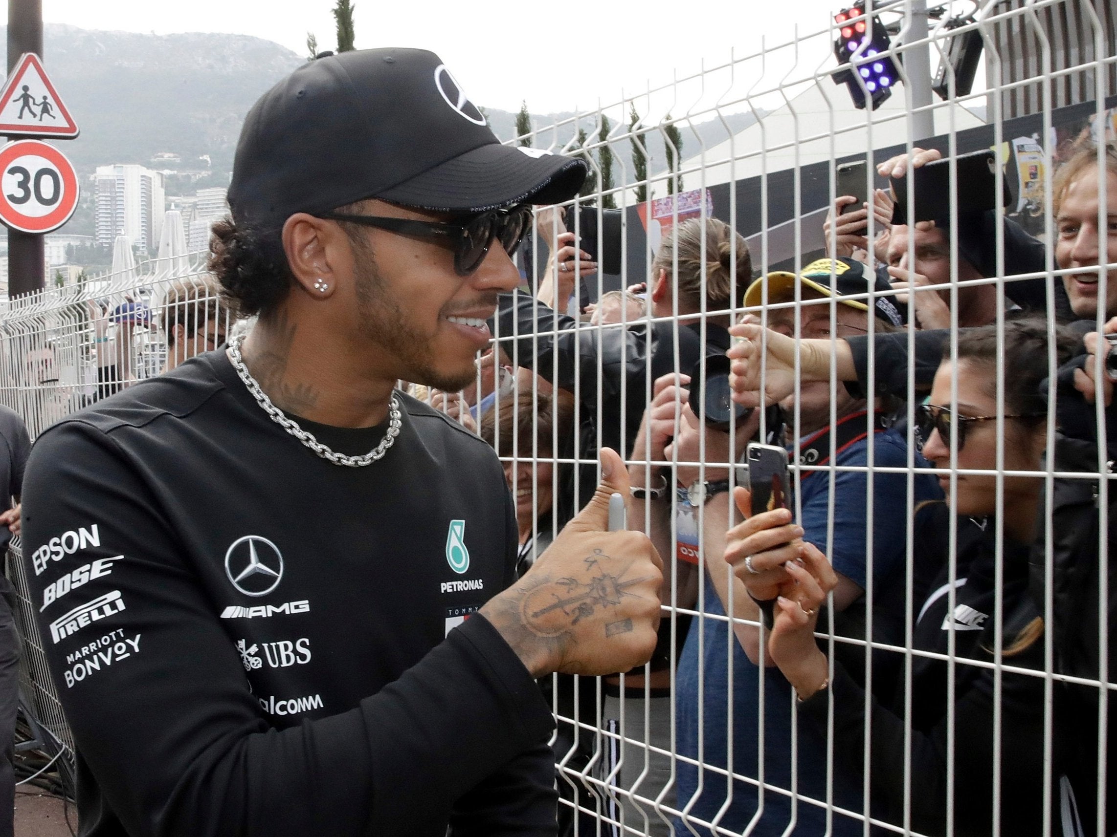 Hamilton greets fans in Monaco on Thursday