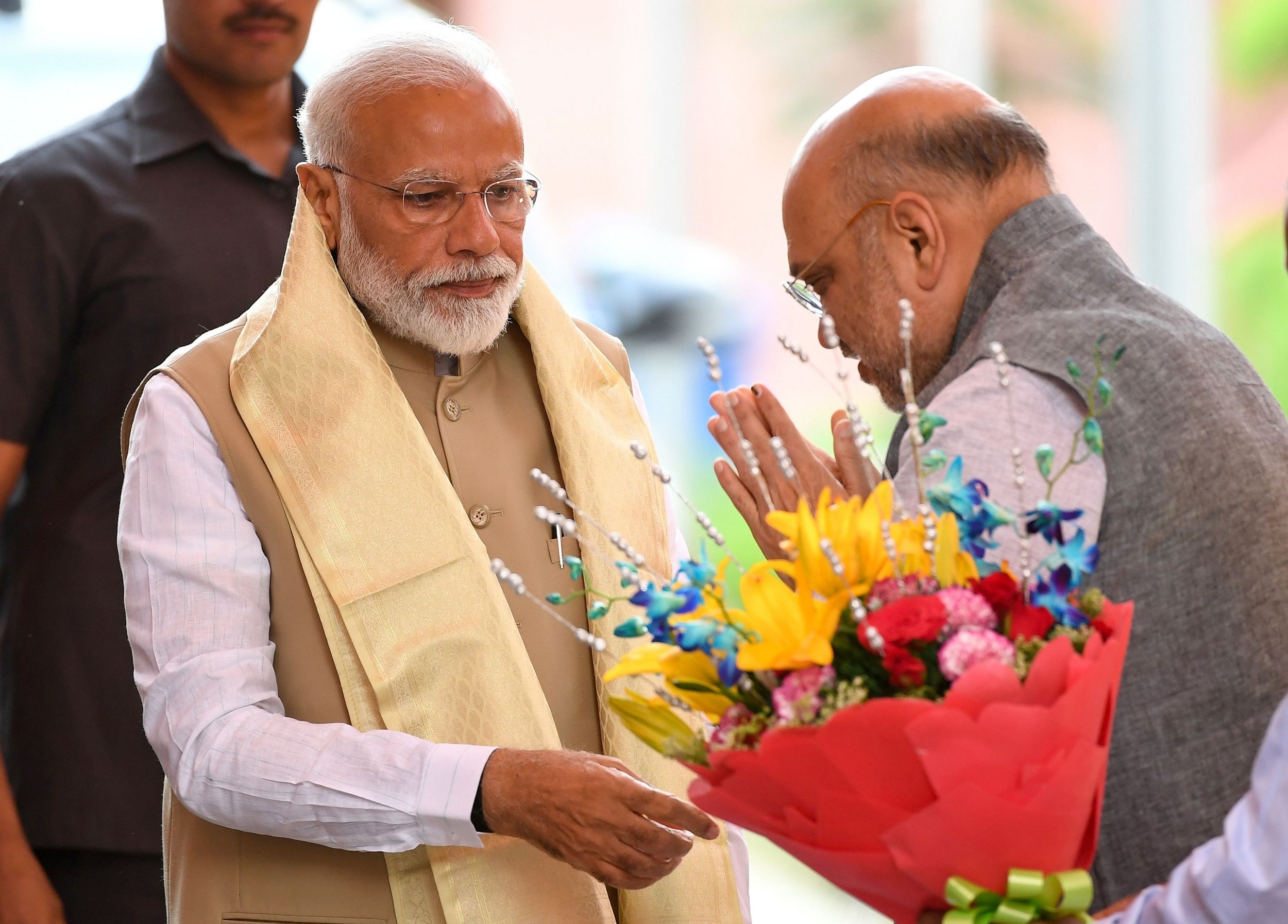 Modi arrives at the BJP headquarters on Tuesday