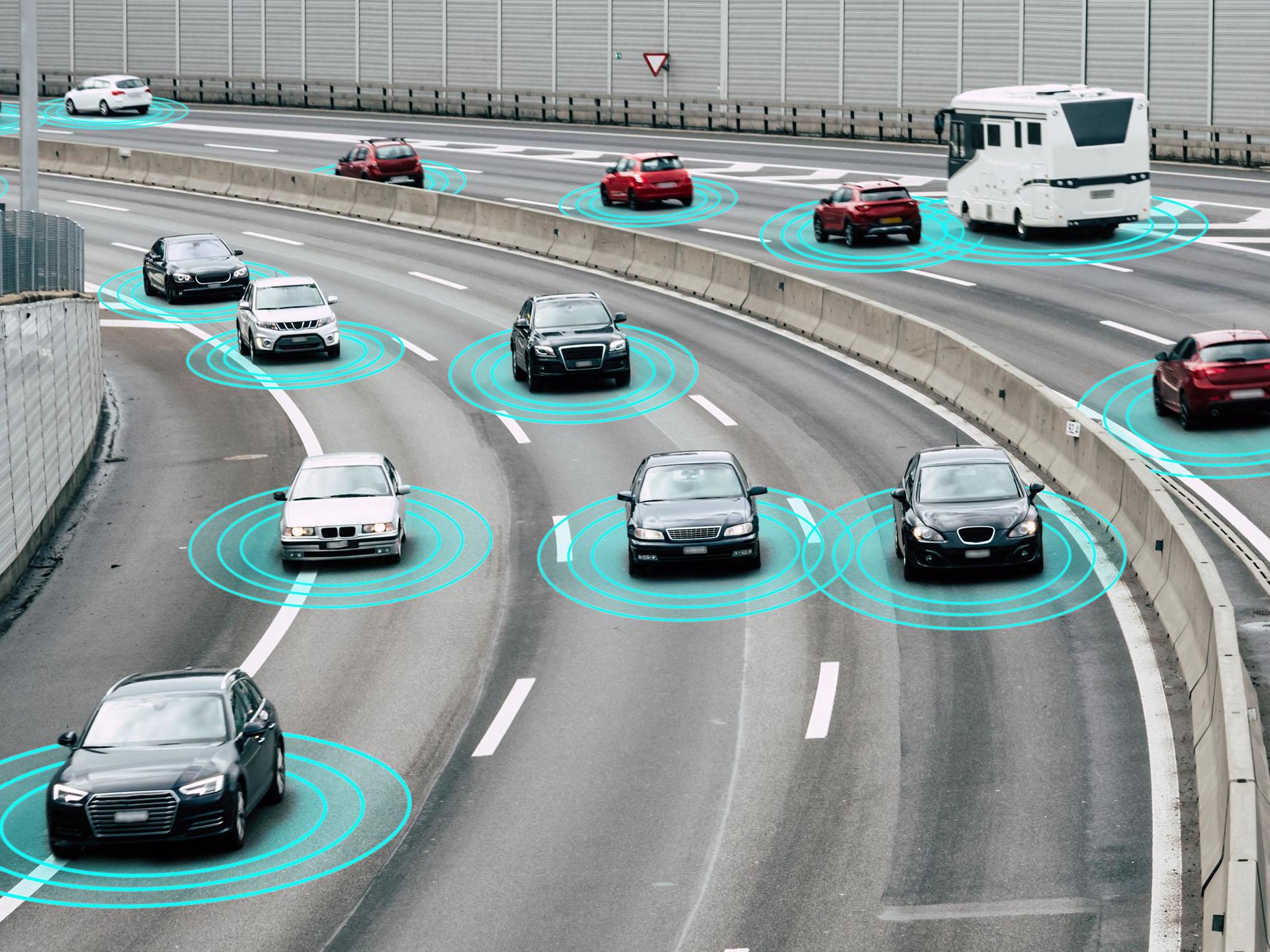 Self-driving cars are connected through wireless technology and use artificial intelligence