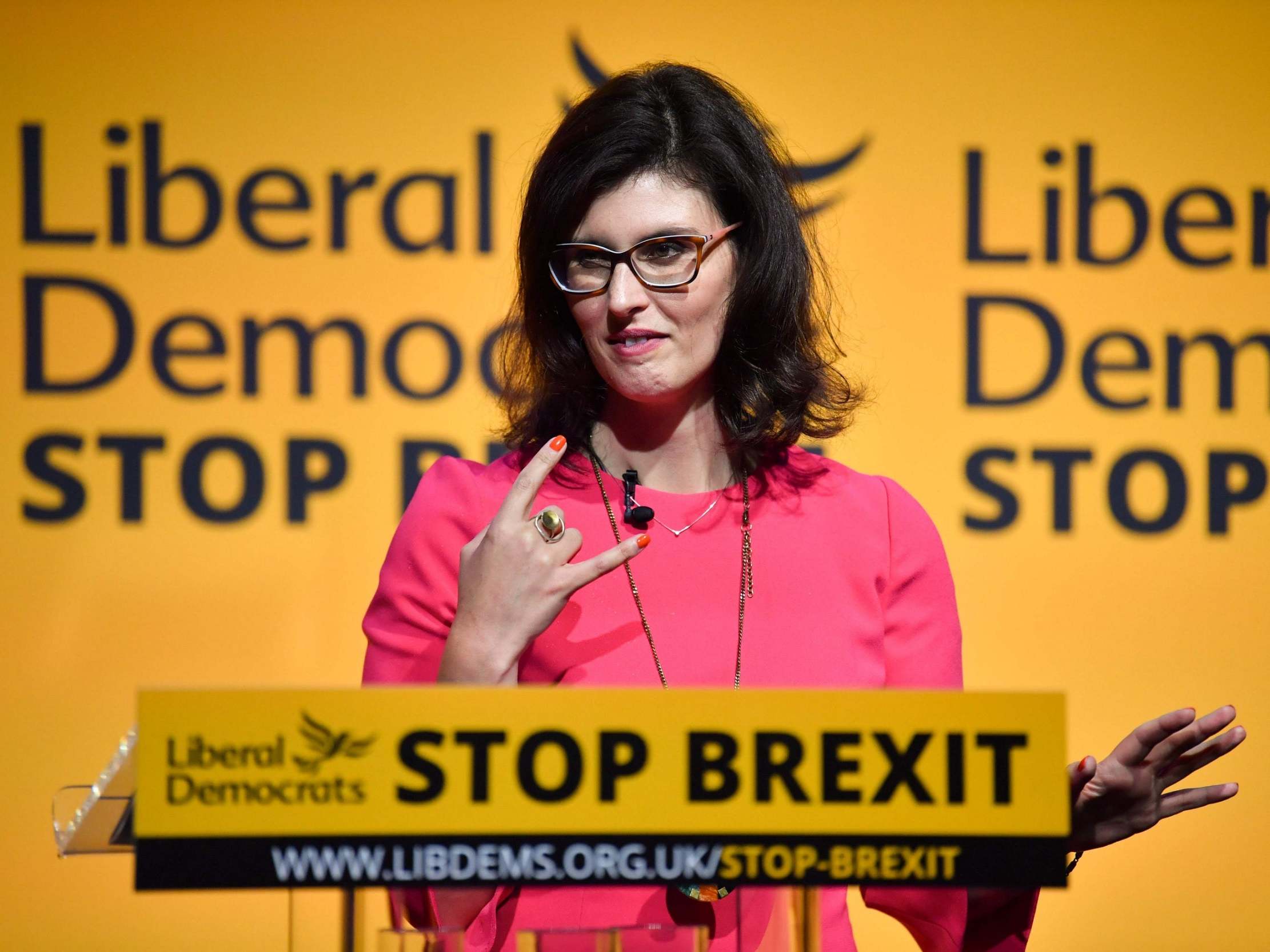 Liberal Democratic MP Layla Moran speaks during a European Parliament election campaign rally in London