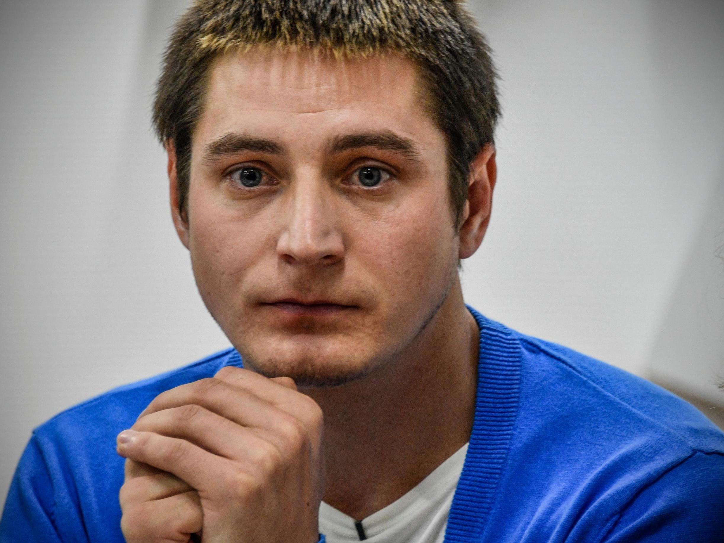 Maxim Lapunov speaks at a press conference in Moscow in 2017