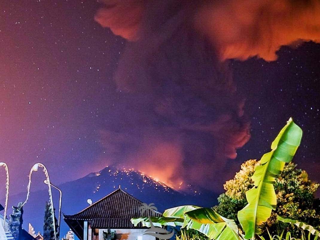 Mount Agung volcano erupts