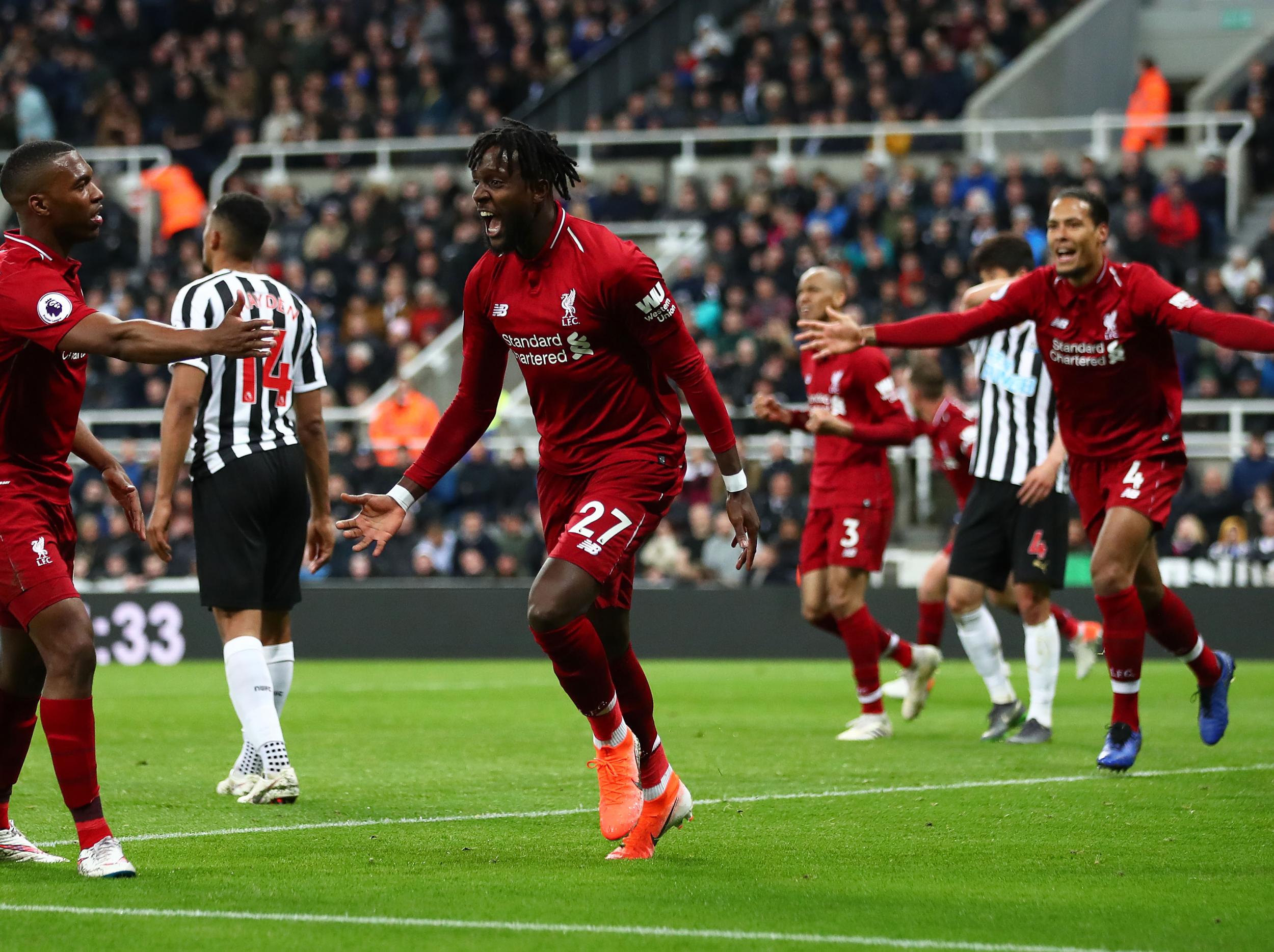 Divock Origi strikes against Newcastle