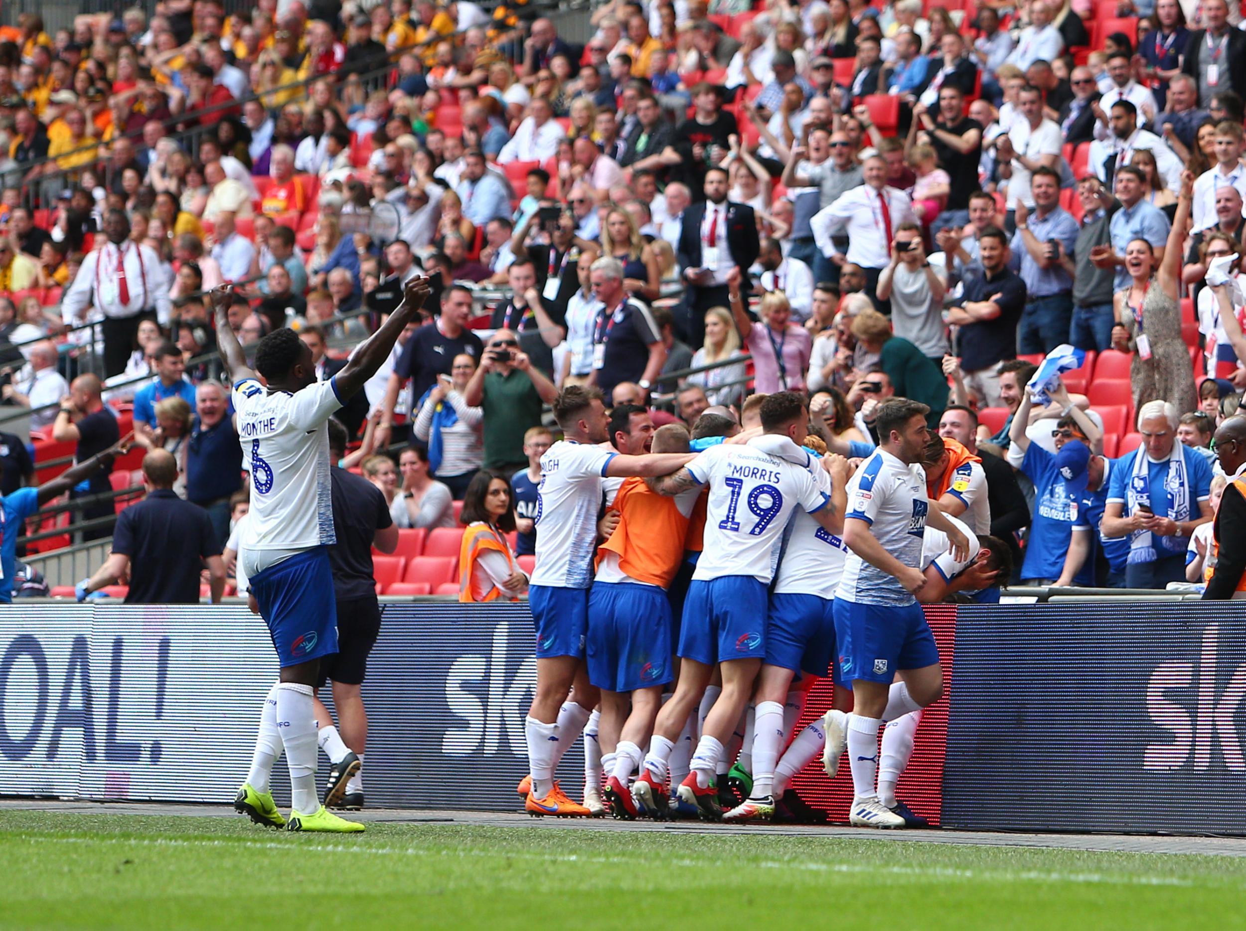 Tranmere celebrate winning promotion to League One