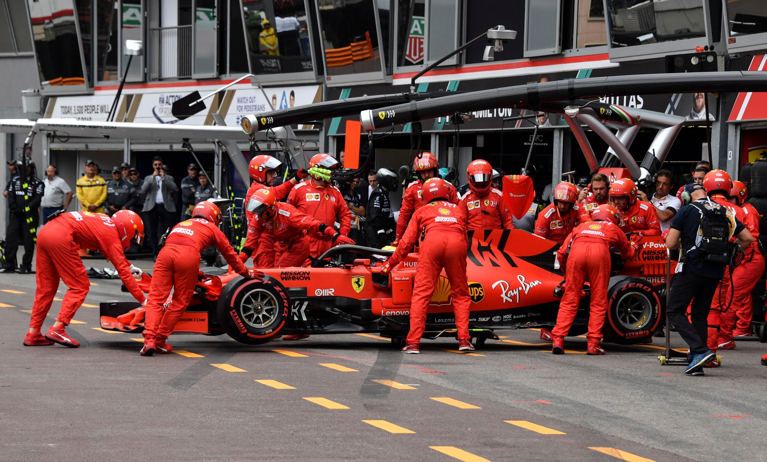 Leclerc was forced to retire after damaging his Ferrari following a puncture