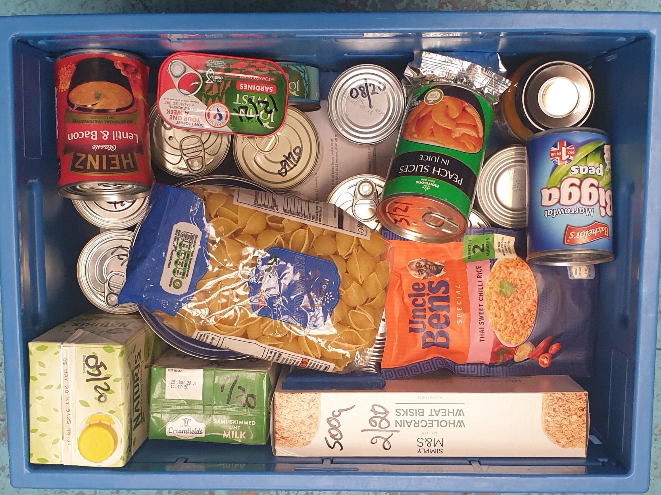 Pictured: a box with basic supplies, which forms part of the pack given to people experiencing an emergency