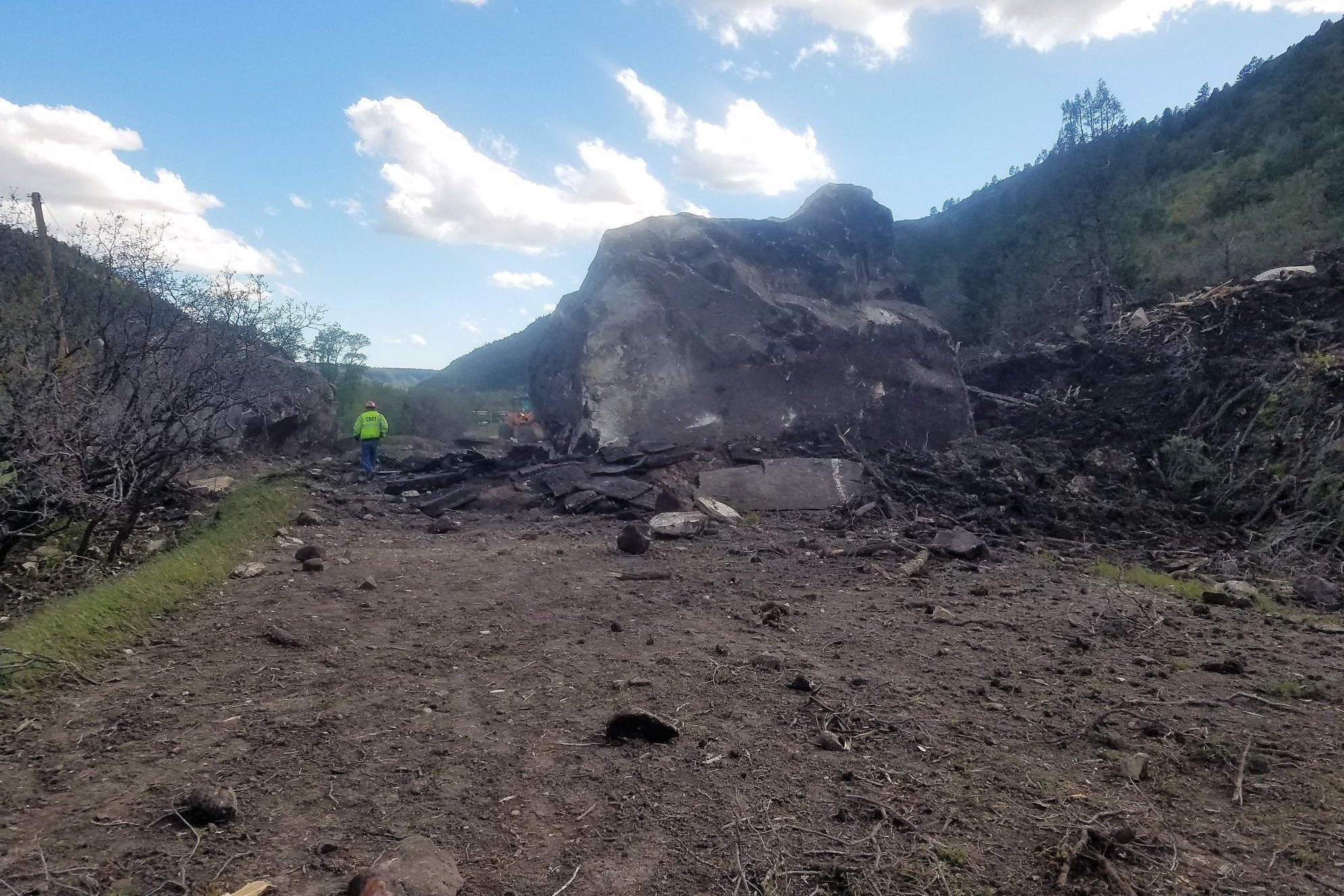 An image of the highway destroying boulder