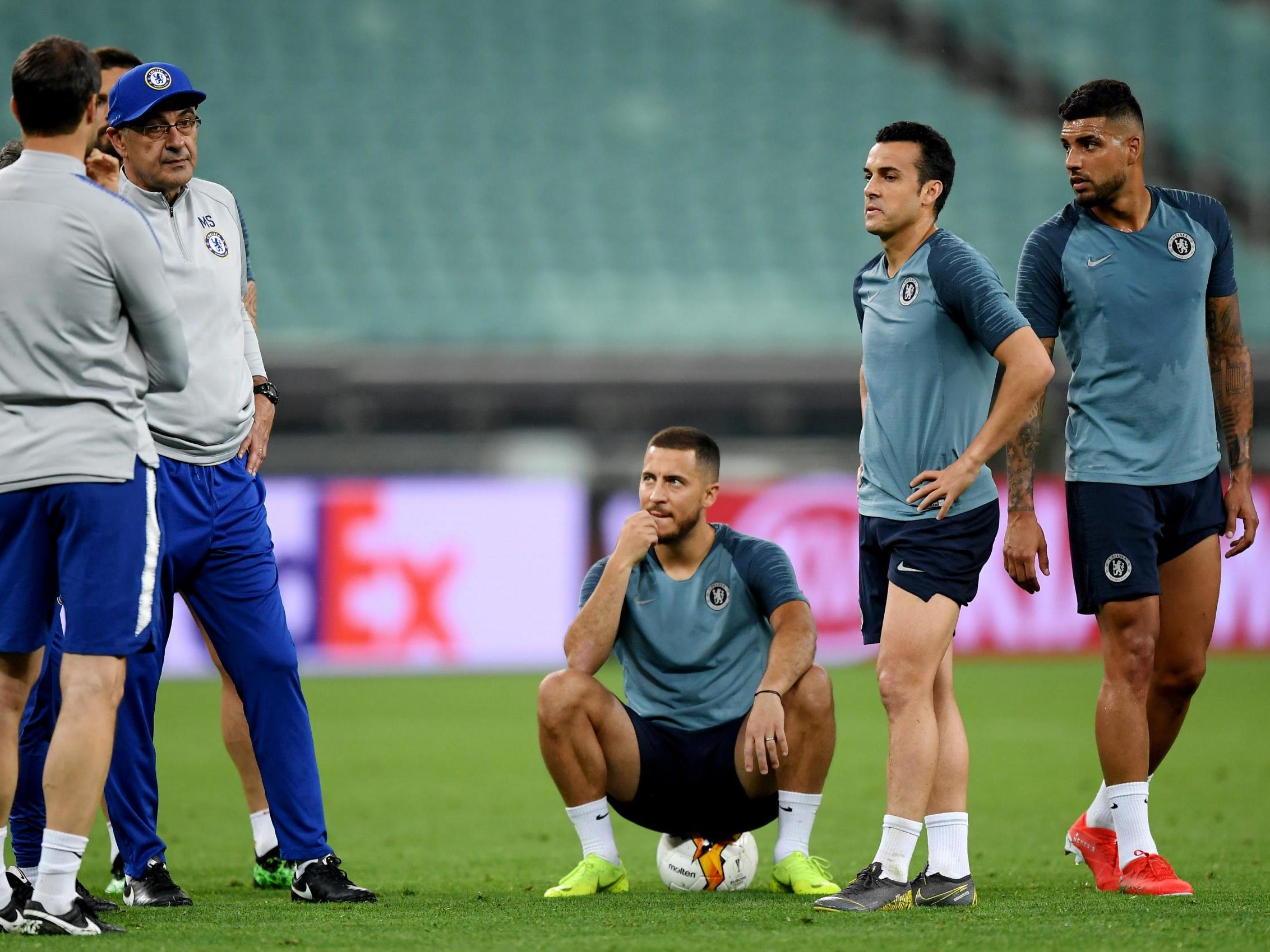 Sarri oversees one final training session before the biggest game of his career