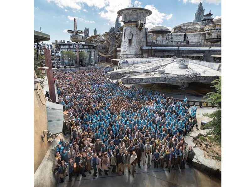 The substantial crew on site at the Star Wars: Galaxy's Edge attraction at Disneyland in California