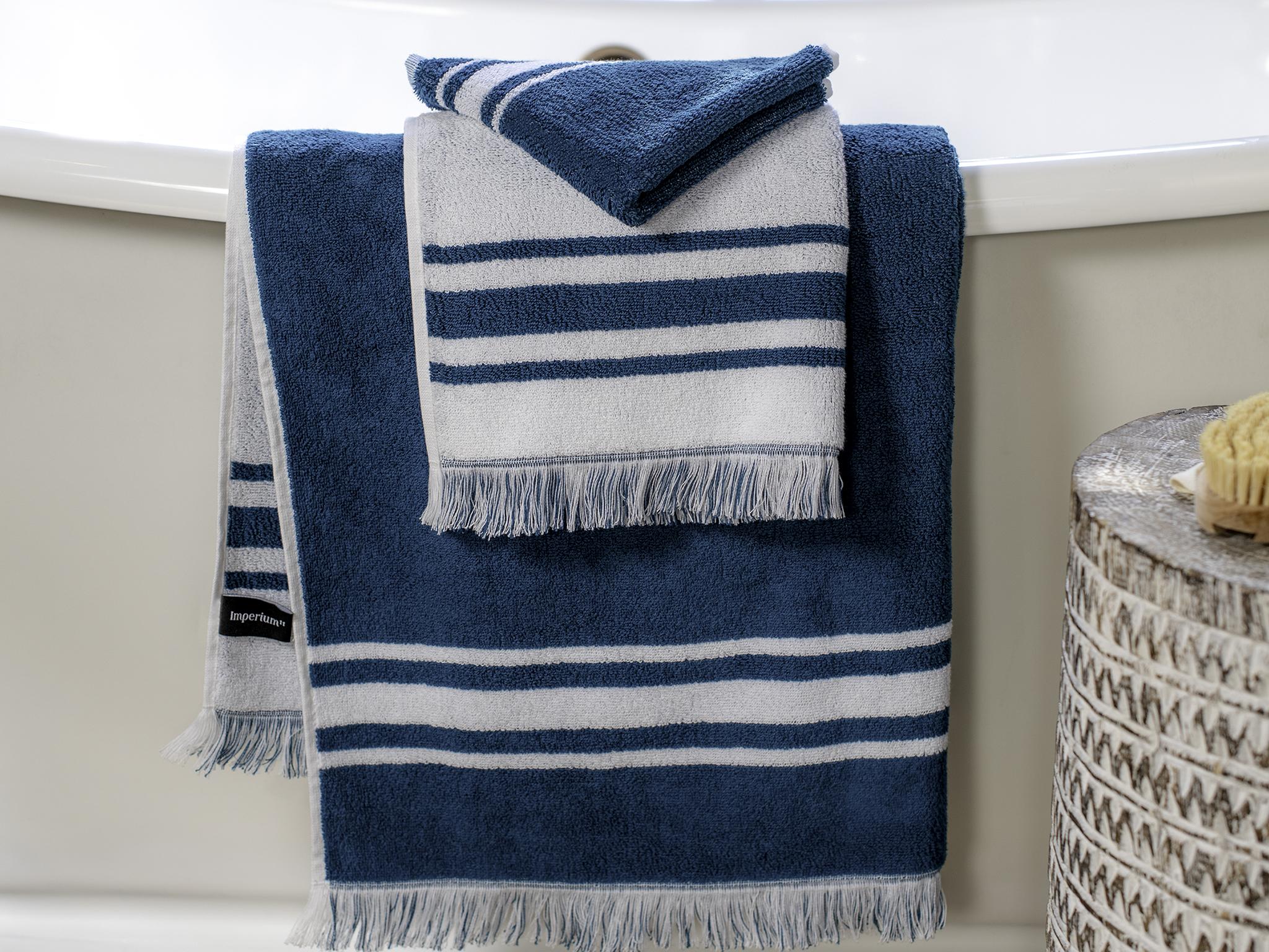 Luxury Striped Cotton Towel Petrol Blue, from £4