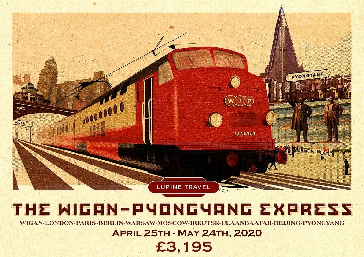 All aboard: the poster advertising the jaunt from northwest England to North Korea