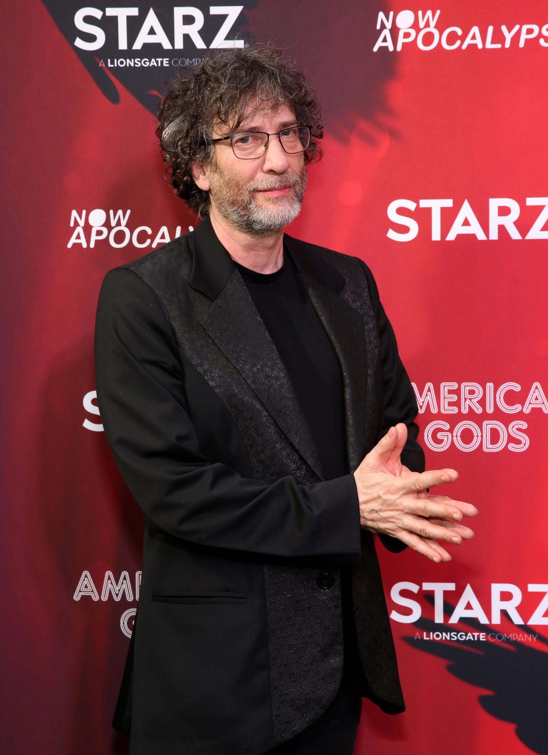 Gaiman at an ‘American Gods’ viewing party in March, another Amazon Prime adaptation