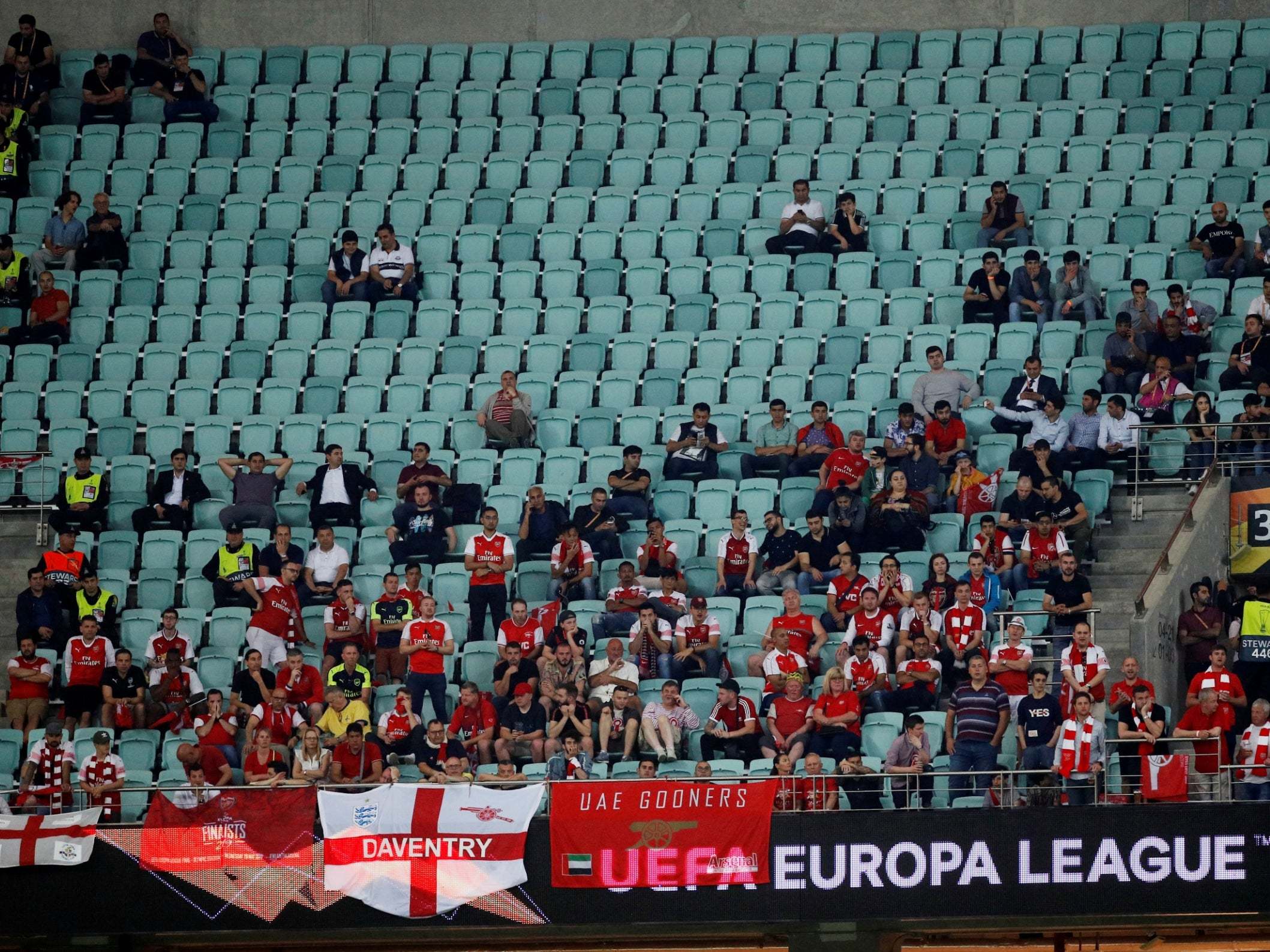 Large empty areas of the Olympic Stadium during the Europa League final started to fill up during the match