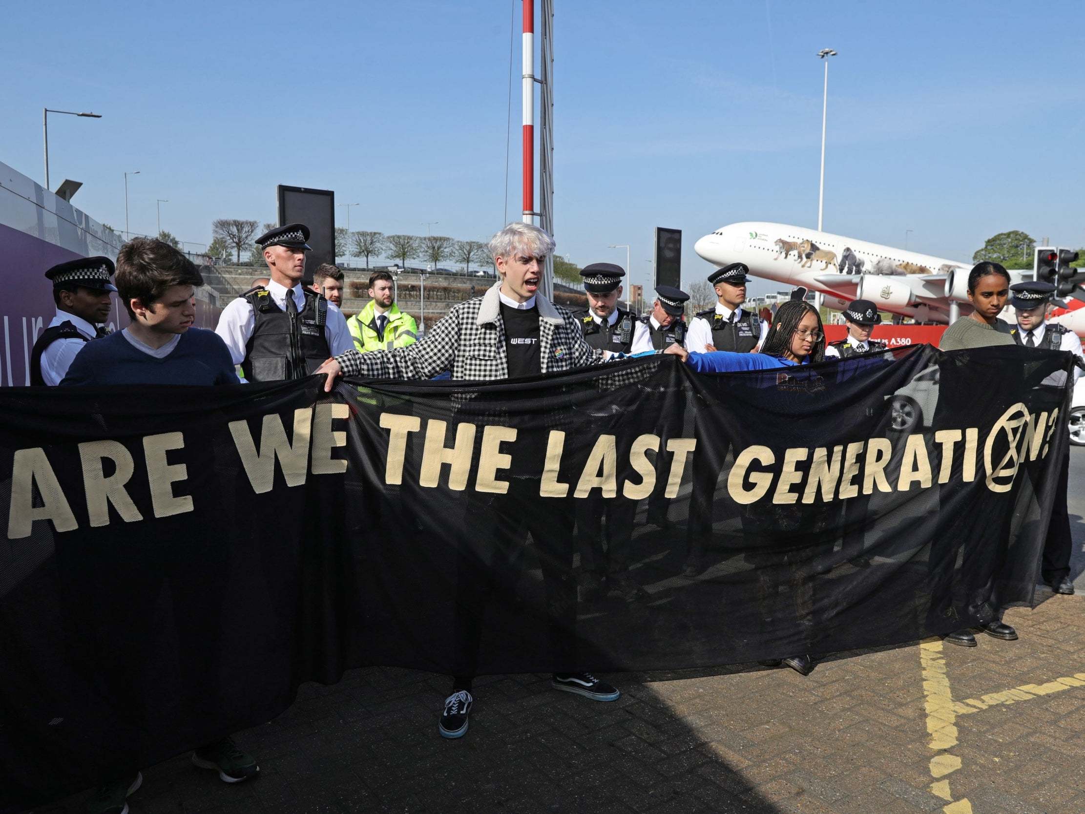 Extinction Rebellion demonstrators at Heathrow airport in April