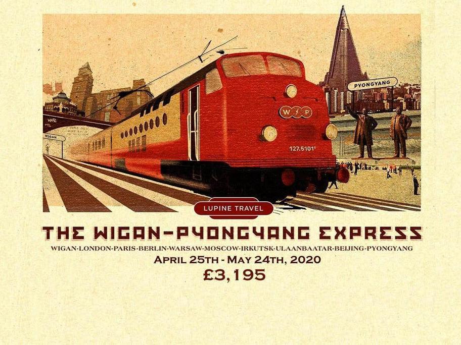 All aboard: the poster advertising the jaunt from northwest England to North Korea