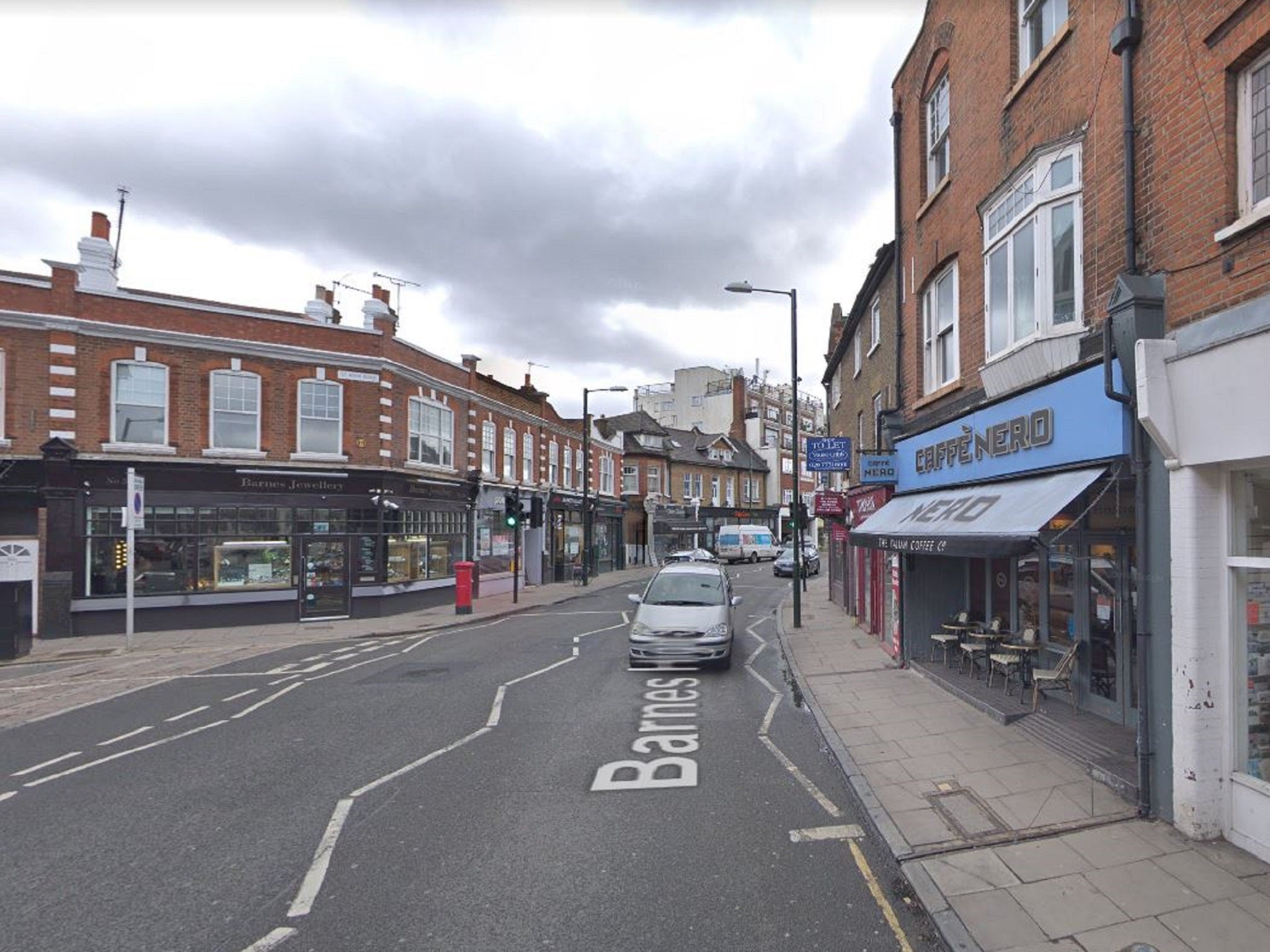 General view of Barnes High Street in southwest London.