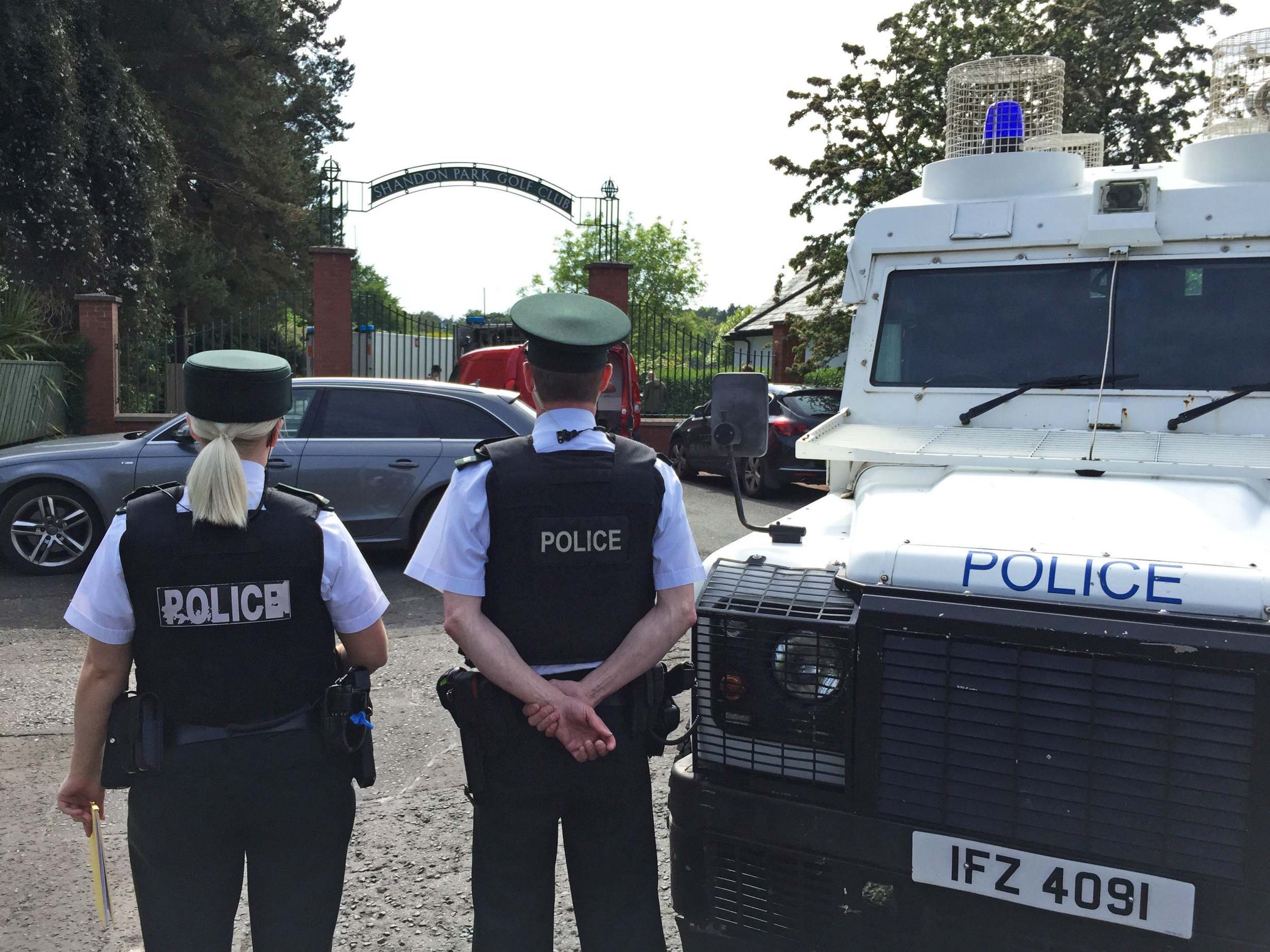 Police and army bomb disposal experts at Shandon Park Golf Club