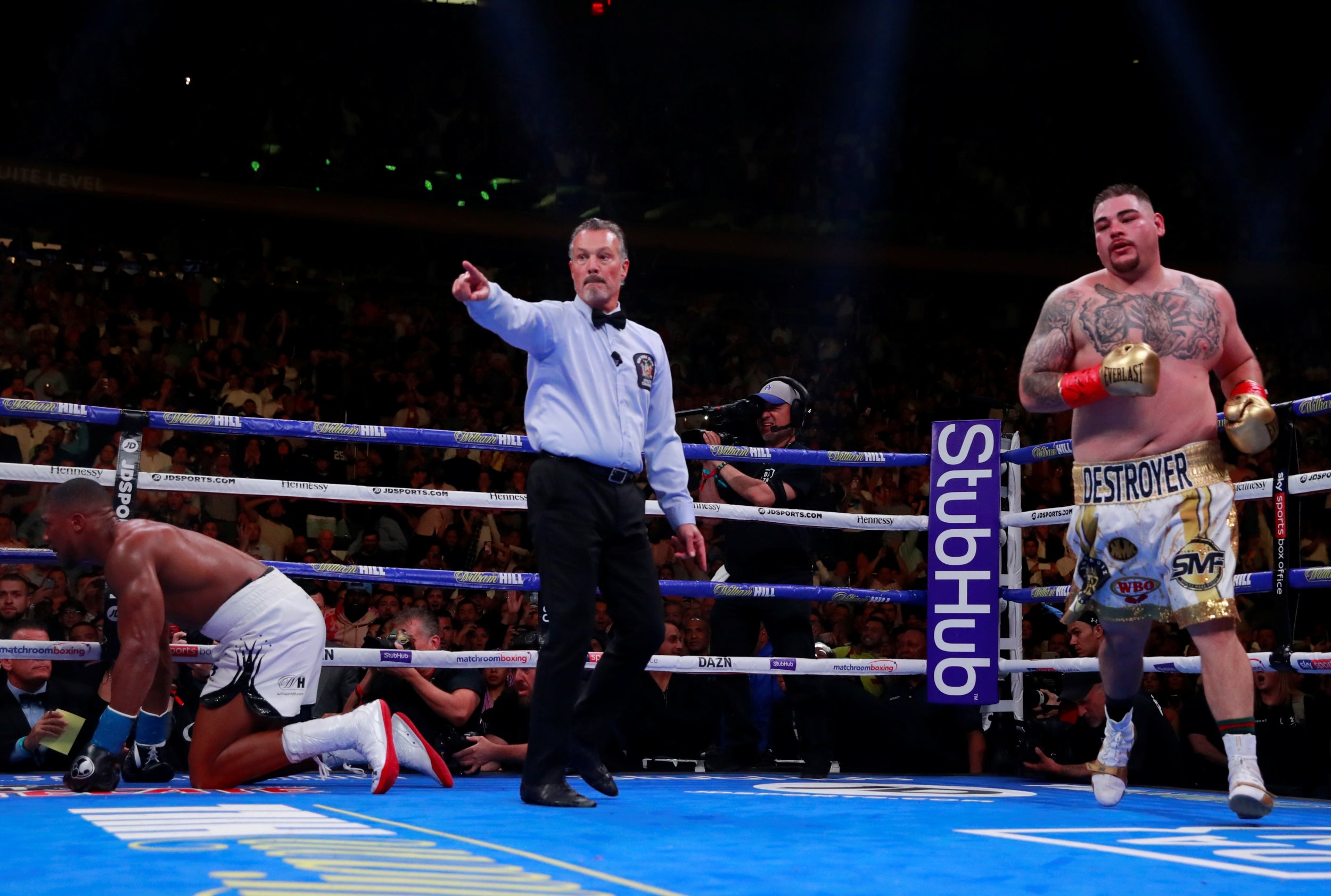 Ruiz Jr drops Joshua on his way to a stunning upset