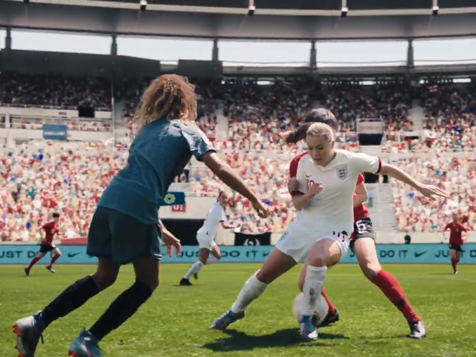 The budding footballer runs on the pitch as England takes on South Korea