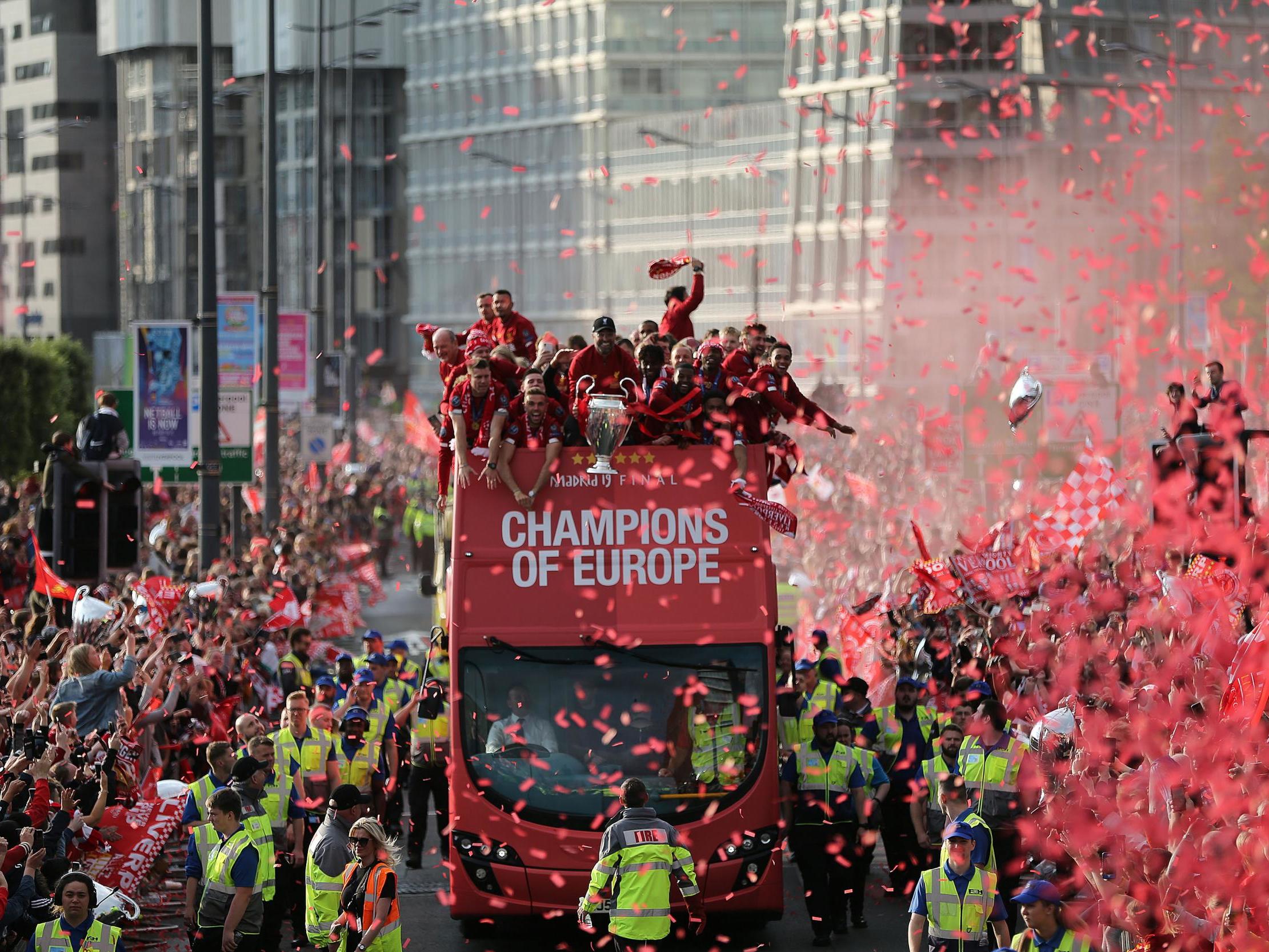 Hundreds of thousands of fans lined the streets when Liverpool won the Champions League in 2019