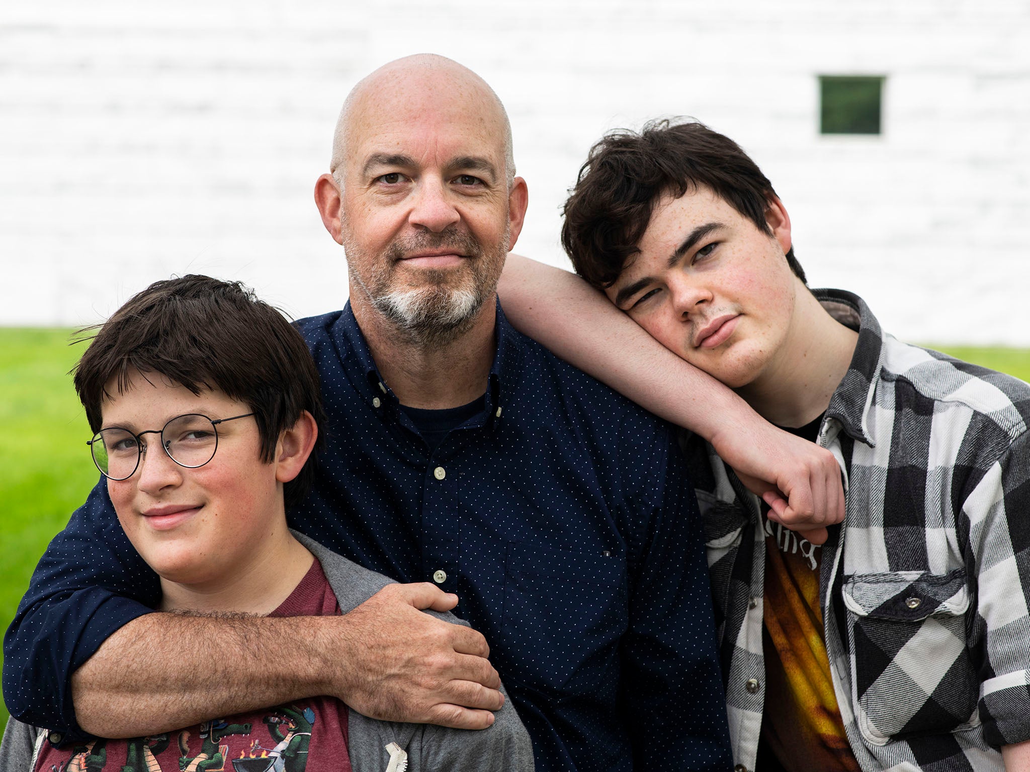 Doug French, with his sons Thomas, 14, left, and Robert, 17, outside the Detroit Institute of Arts