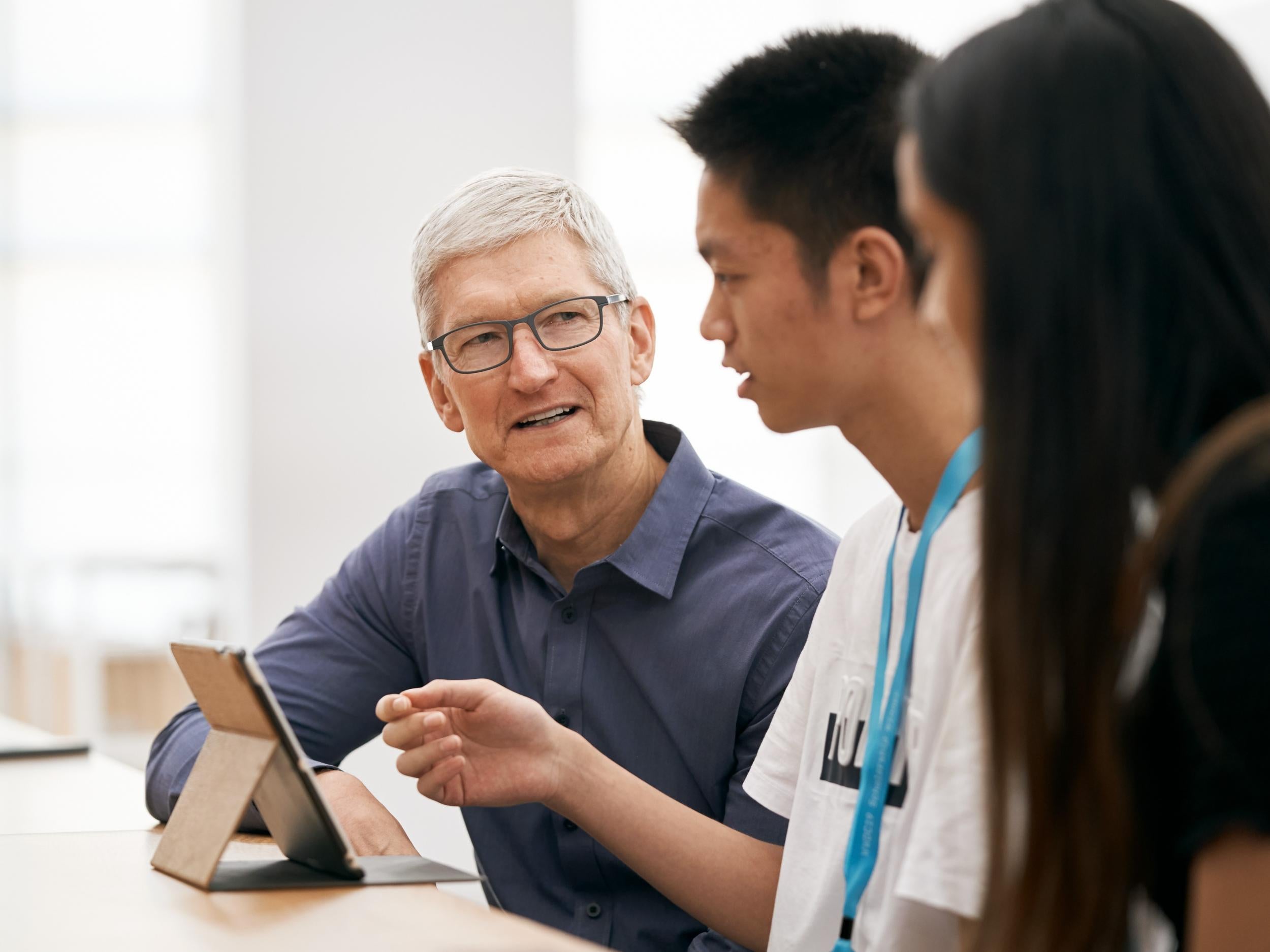 Apple CEO Tim Cook met with app scholarship winners ahead of the firm's annual developer conference